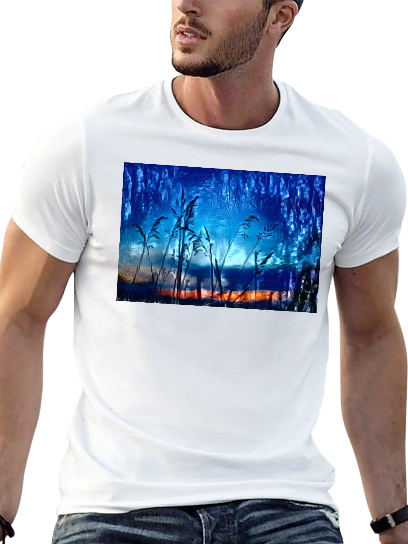 Nature Art T-Shirt - Blue Sunset Design