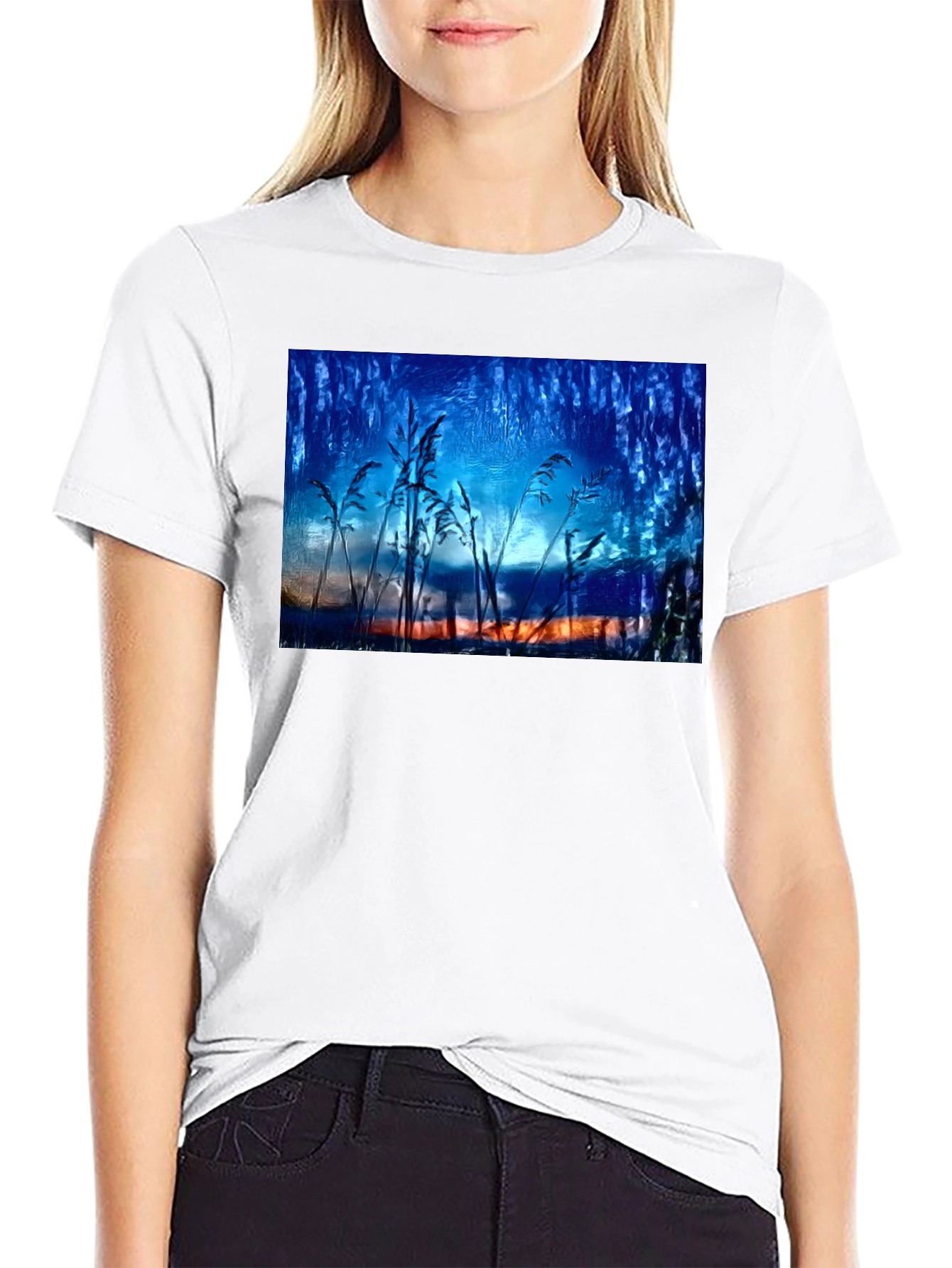 Nature Art T-Shirt - Blue Sunset Design