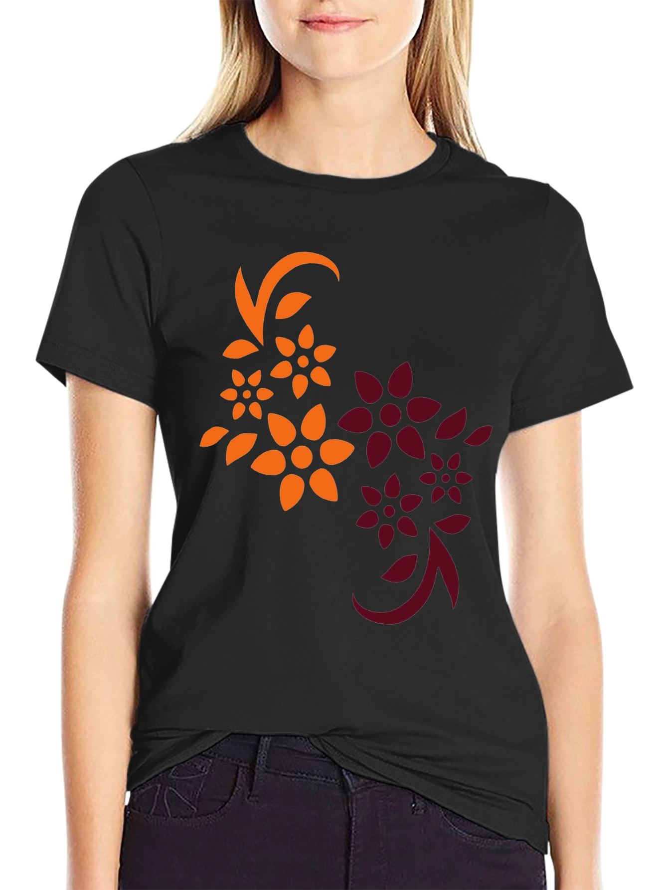 Floral Graphic Black T-Shirt