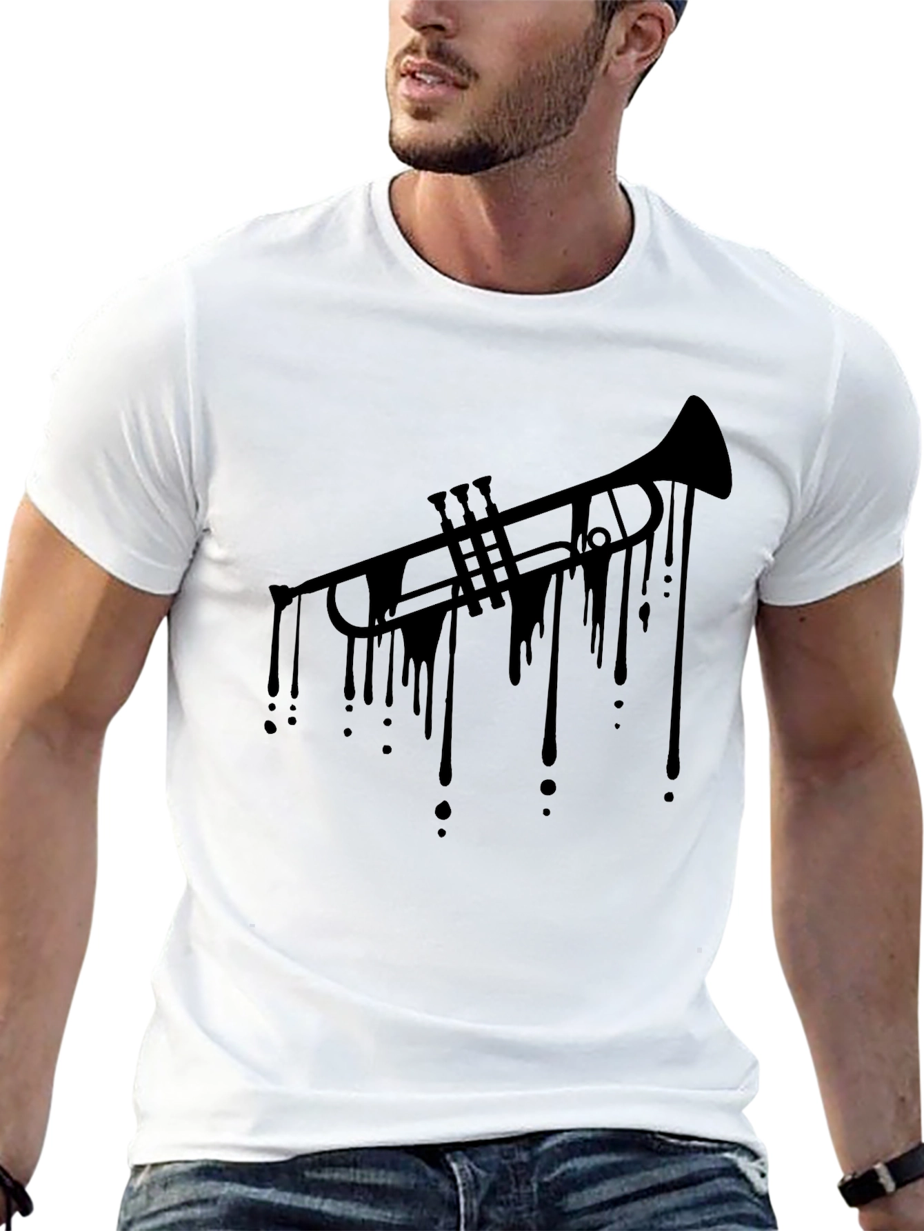 Dripping Trumpet Black T-Shirt - Cool Music Tee