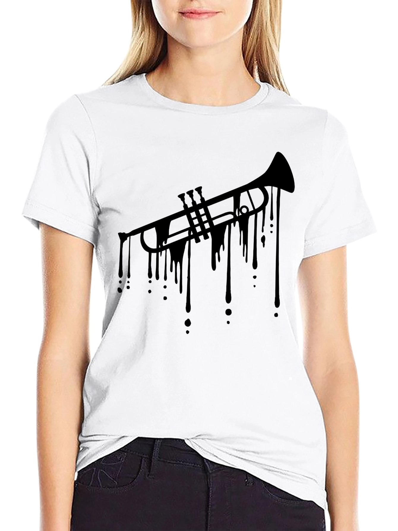 Dripping Trumpet Black T-Shirt - Cool Music Tee
