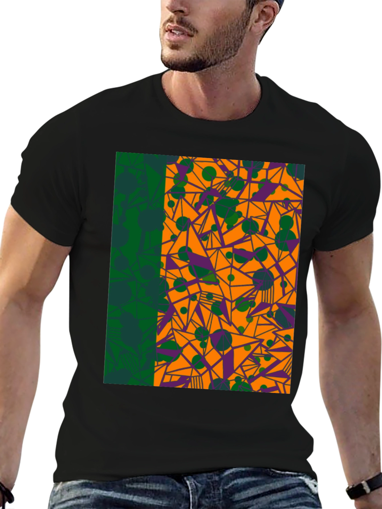 Geometric Patterned Graphic Tee