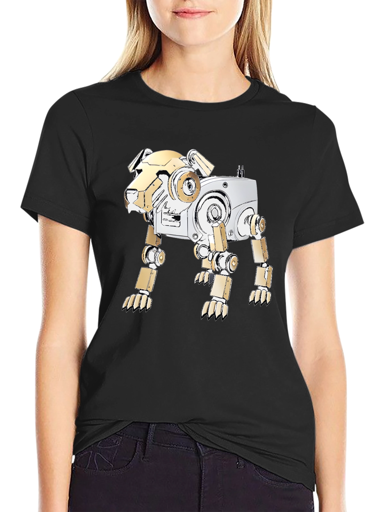 Robot Dog Graphic Tee - Stylish Sci-Fi Shirt