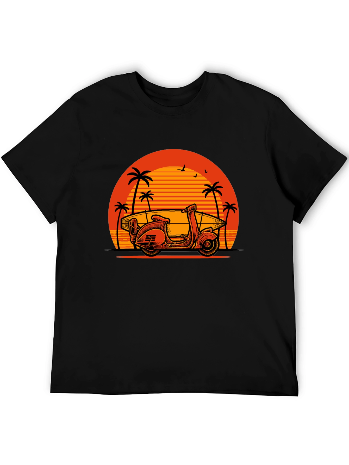 Retro Scooter & Surf T-Shirt - Beach Vibes