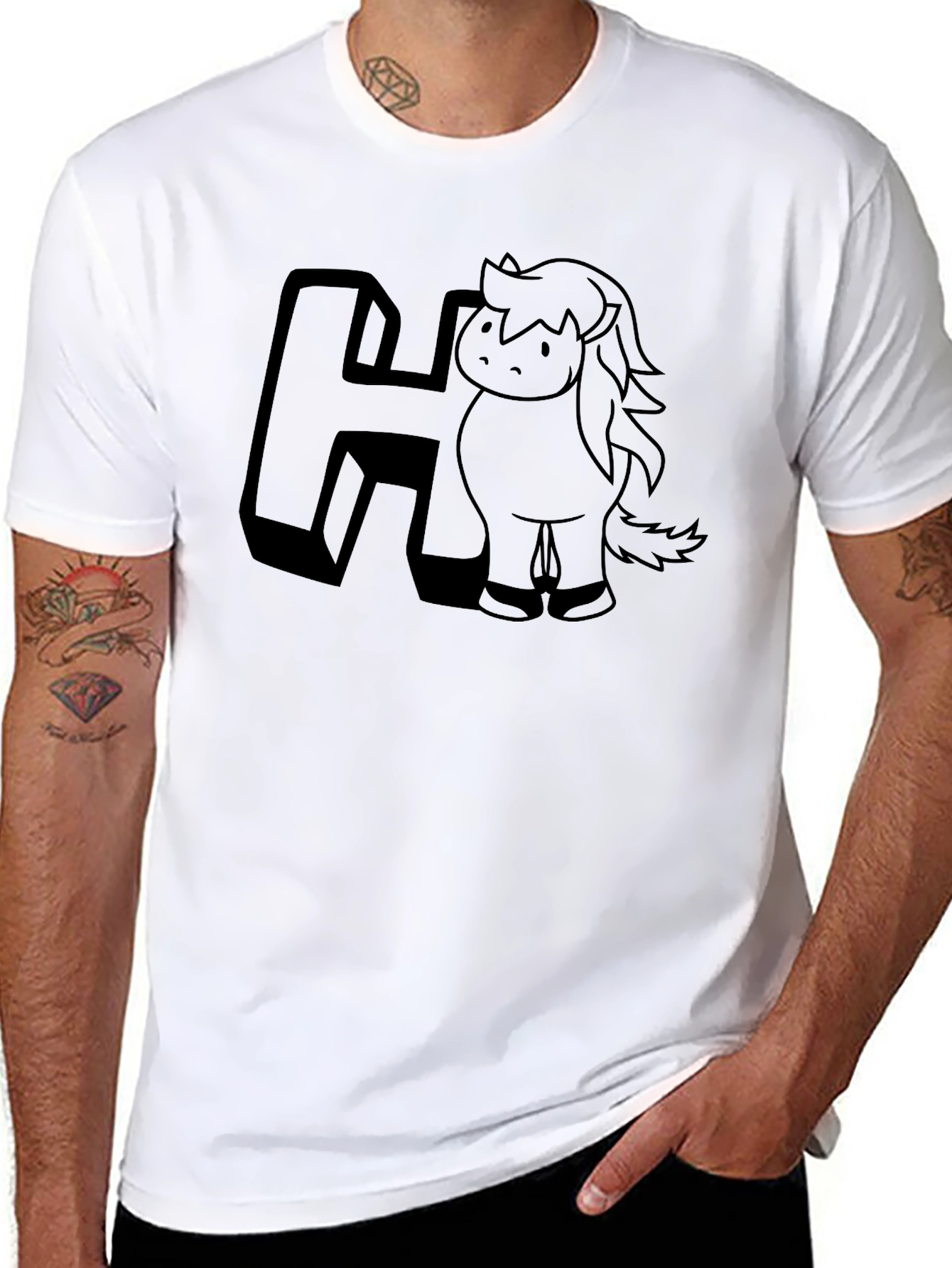 Black H Horse Graphic Tee