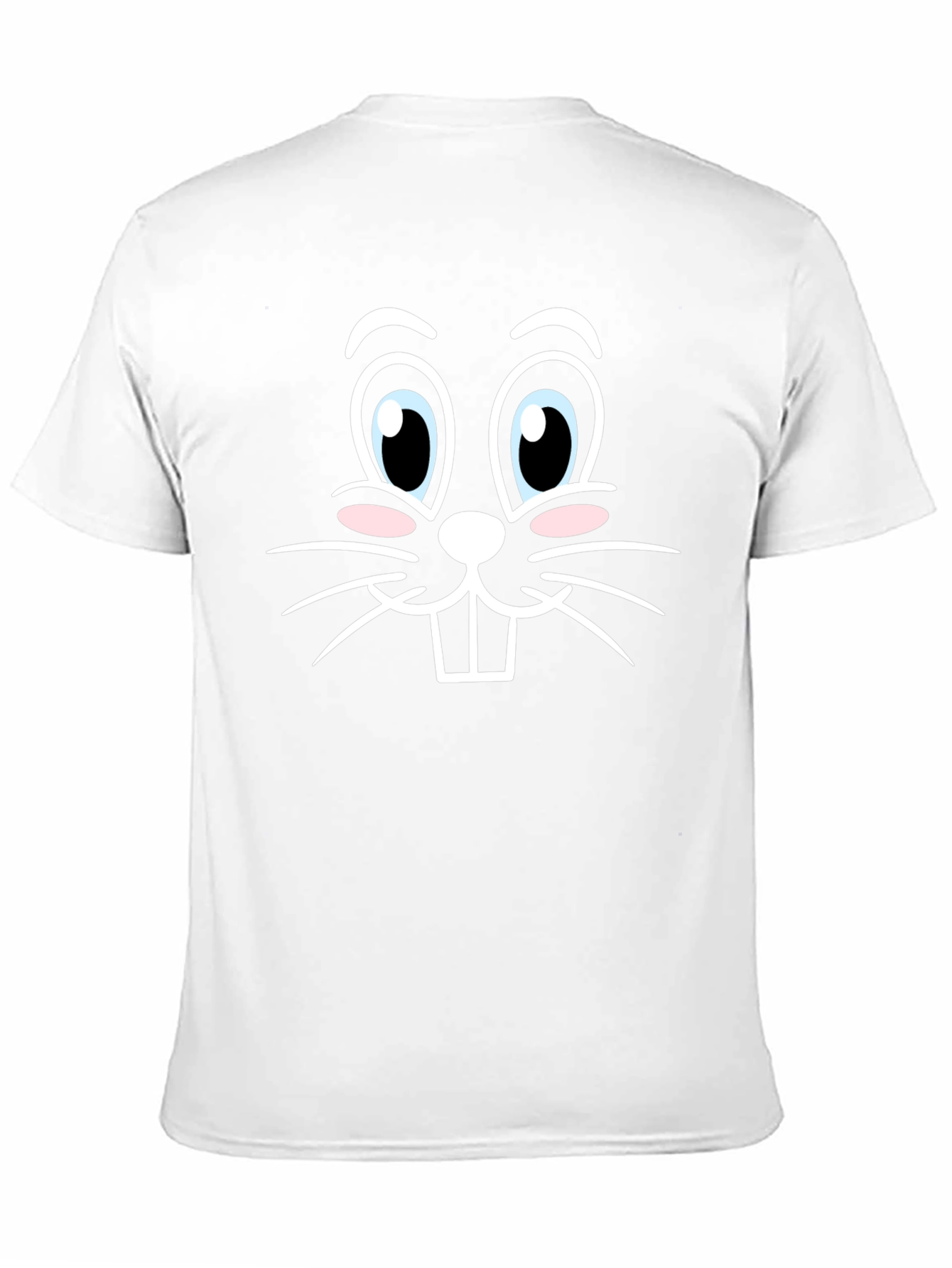 Cute Bunny Face Graphic Tee - Black Cotton T-Shirt