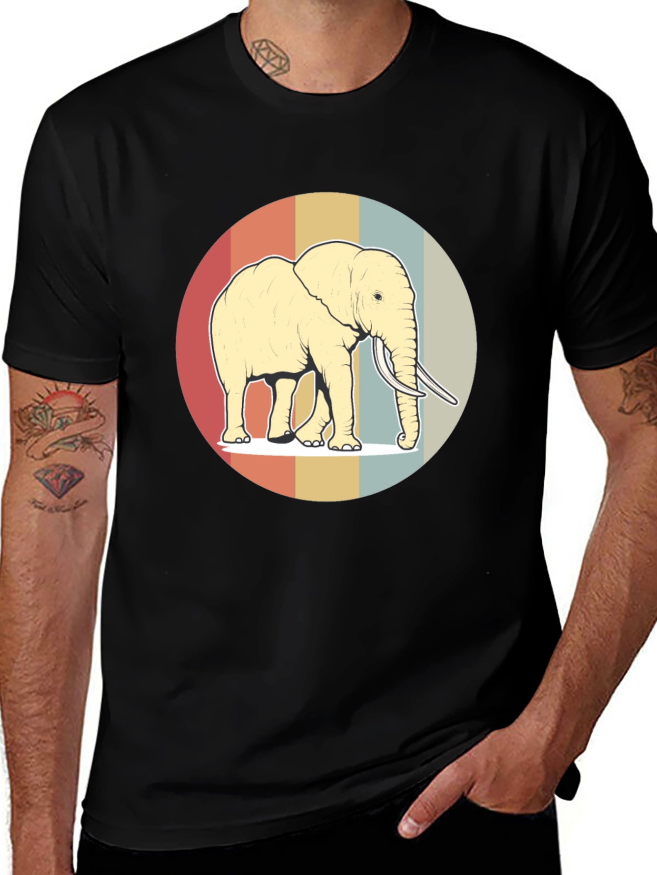 Retro Elephant Graphic Tee - Soft Cotton Blend
