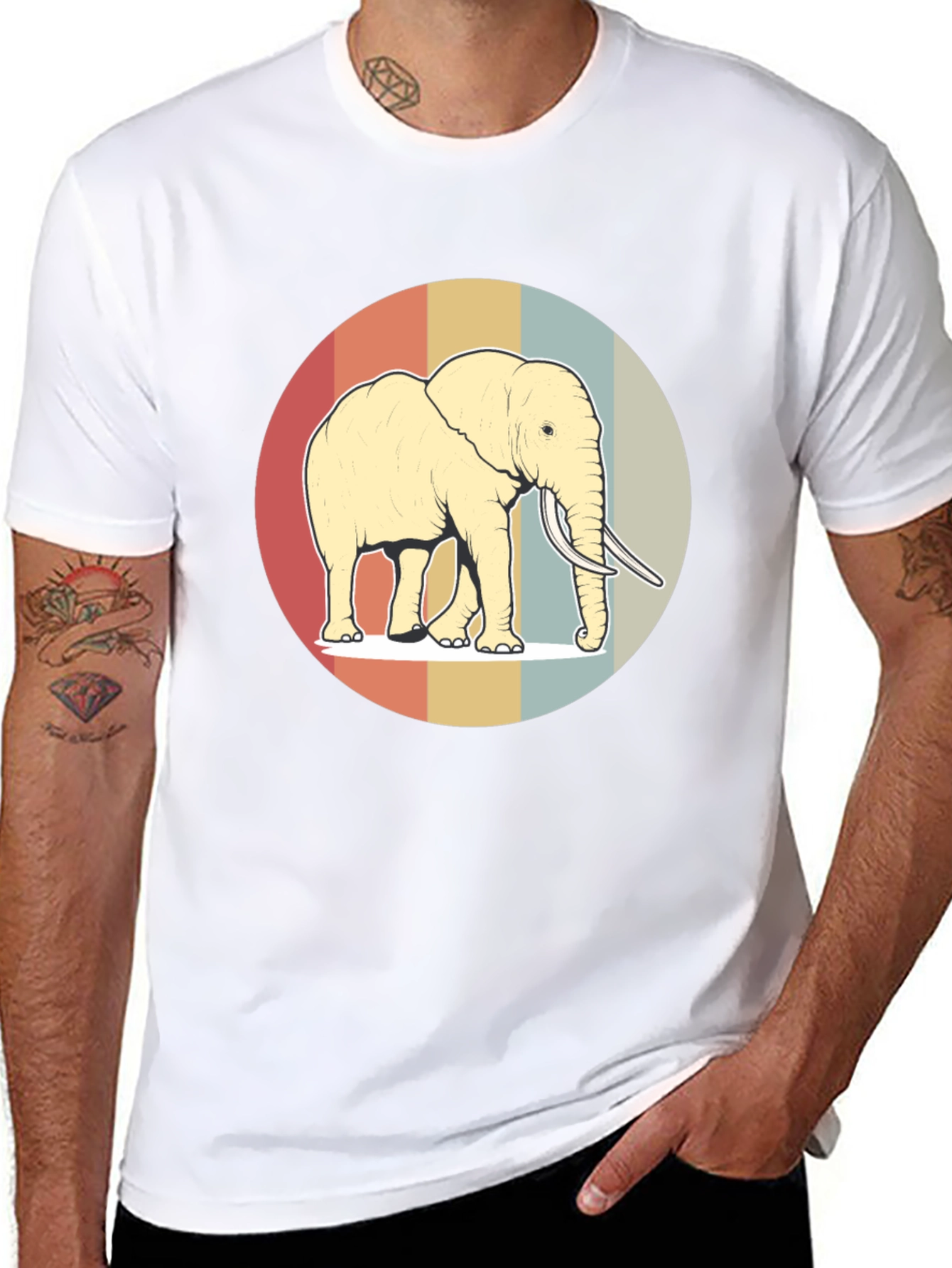 Retro Elephant Graphic Tee - Soft Cotton Blend