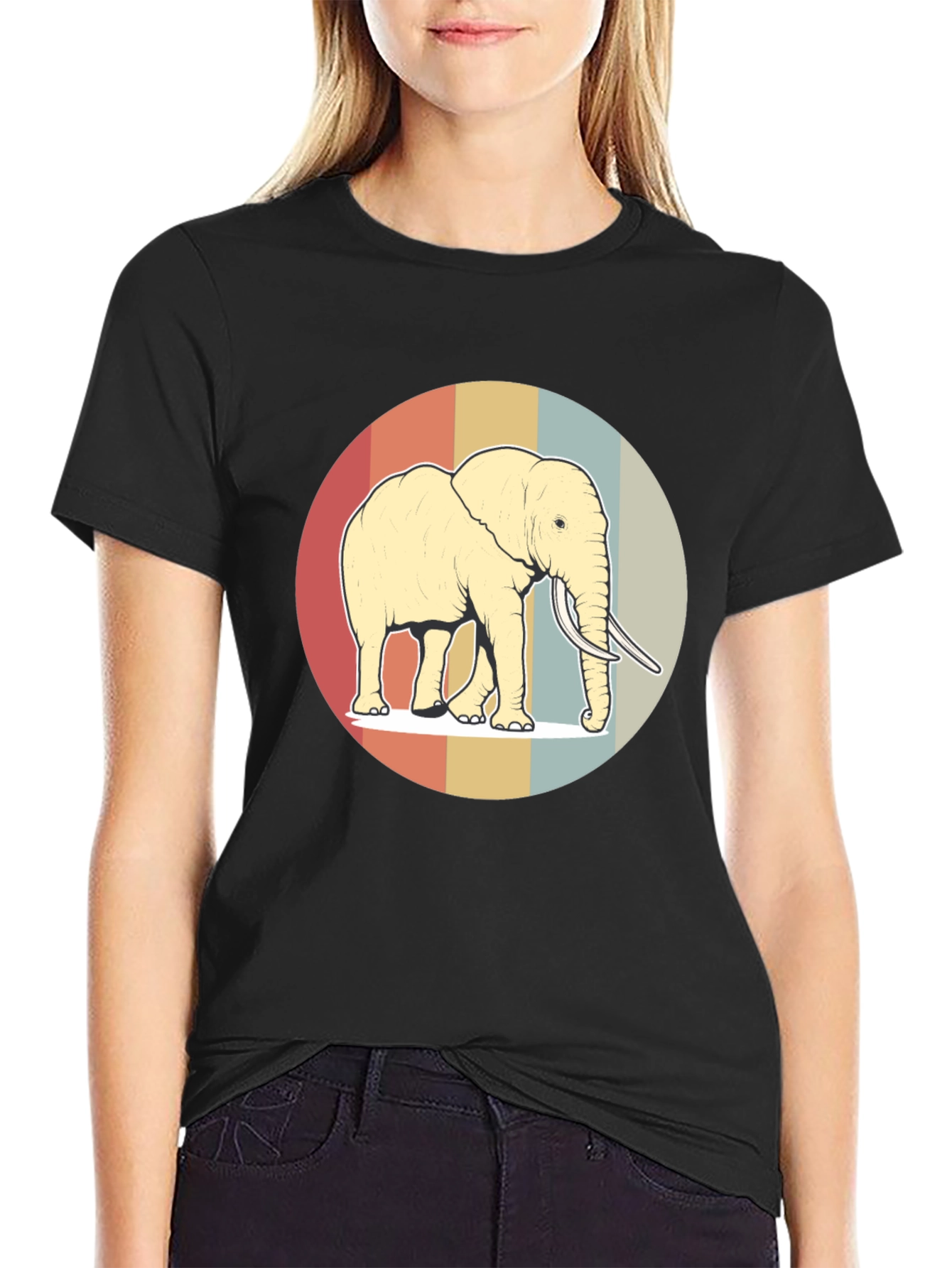 Retro Elephant Graphic Tee - Soft Cotton Blend