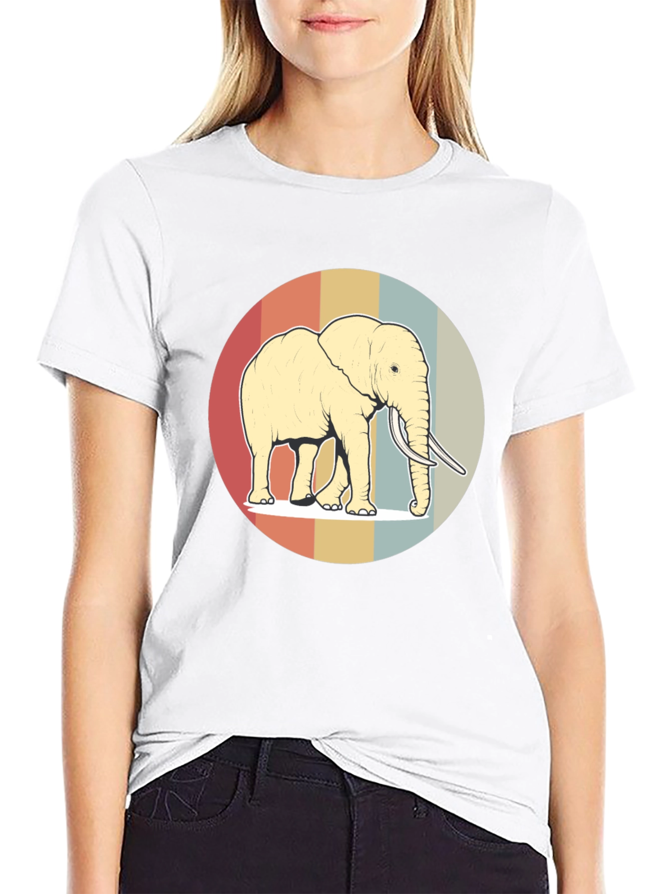 Retro Elephant Graphic Tee - Soft Cotton Blend