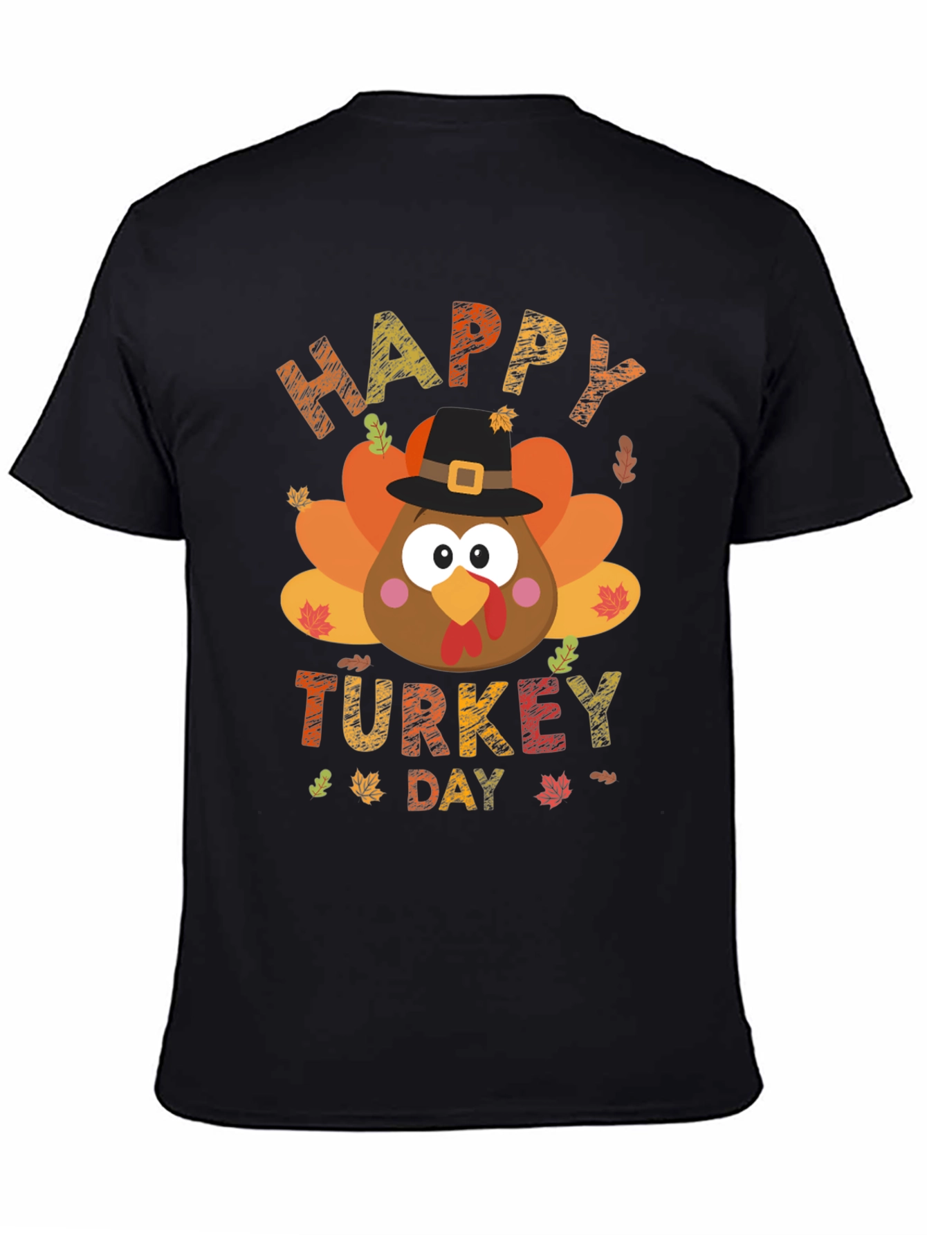 Happy Turkey Day Graphic Tee - Black
