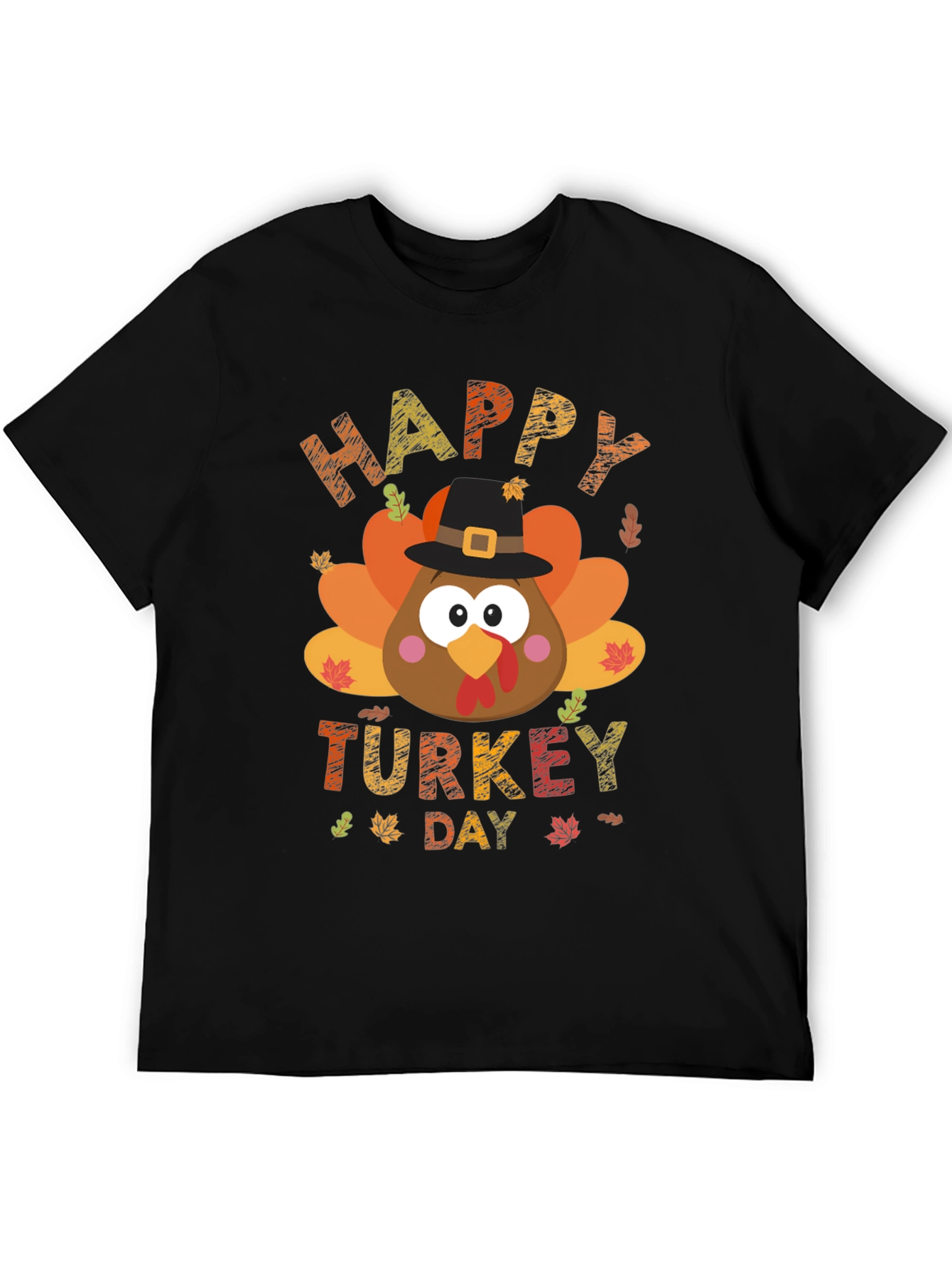 Happy Turkey Day Graphic Tee - Black