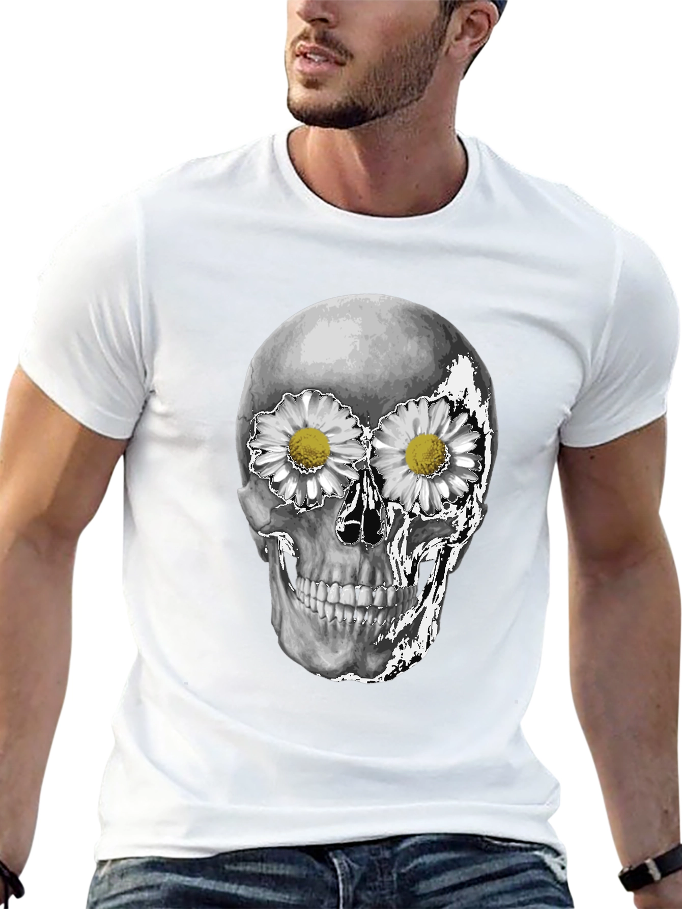 Skull & Daisy T-Shirt - Unique Graphic Tee