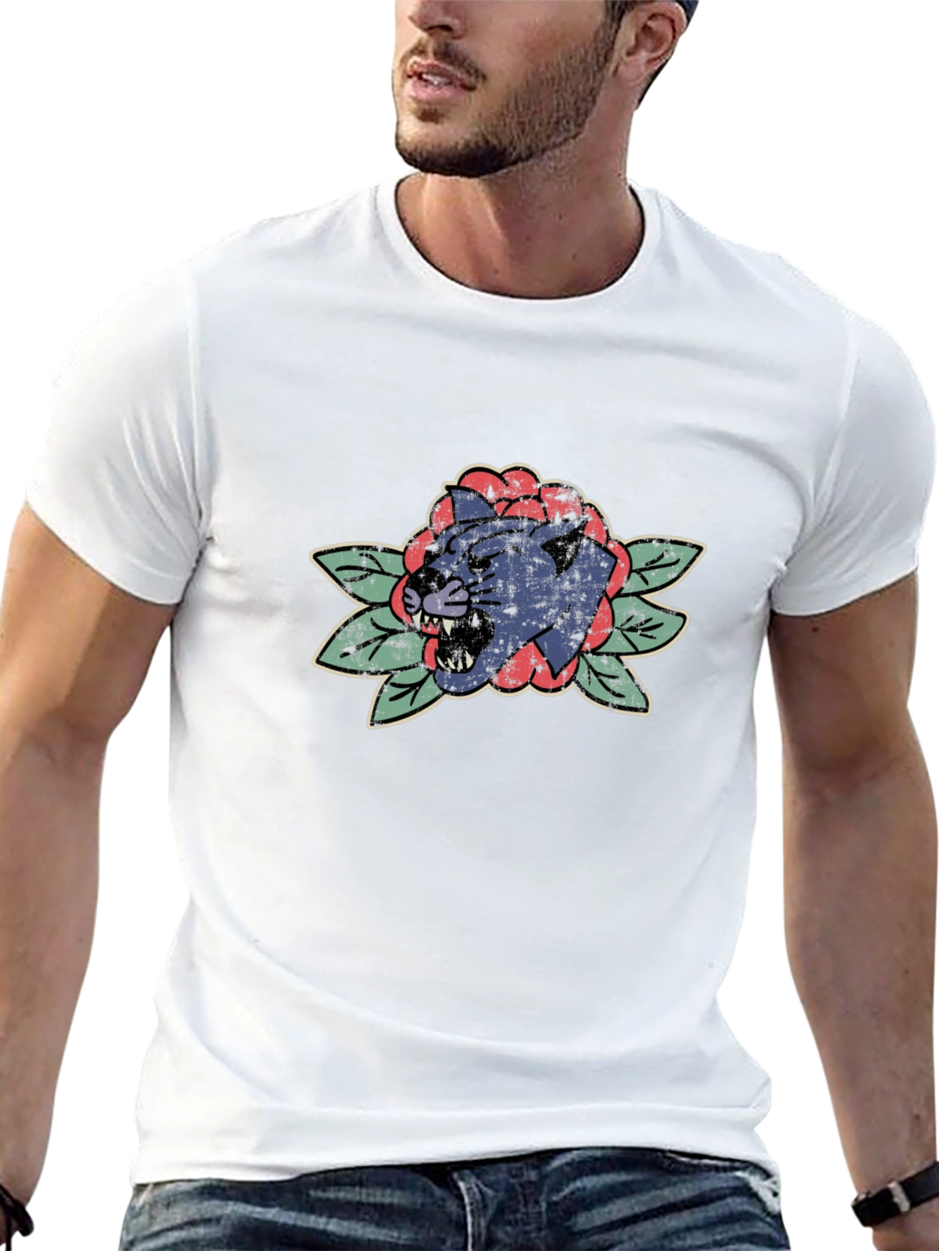 Panther Rose Tattoo Graphic T-Shirt
