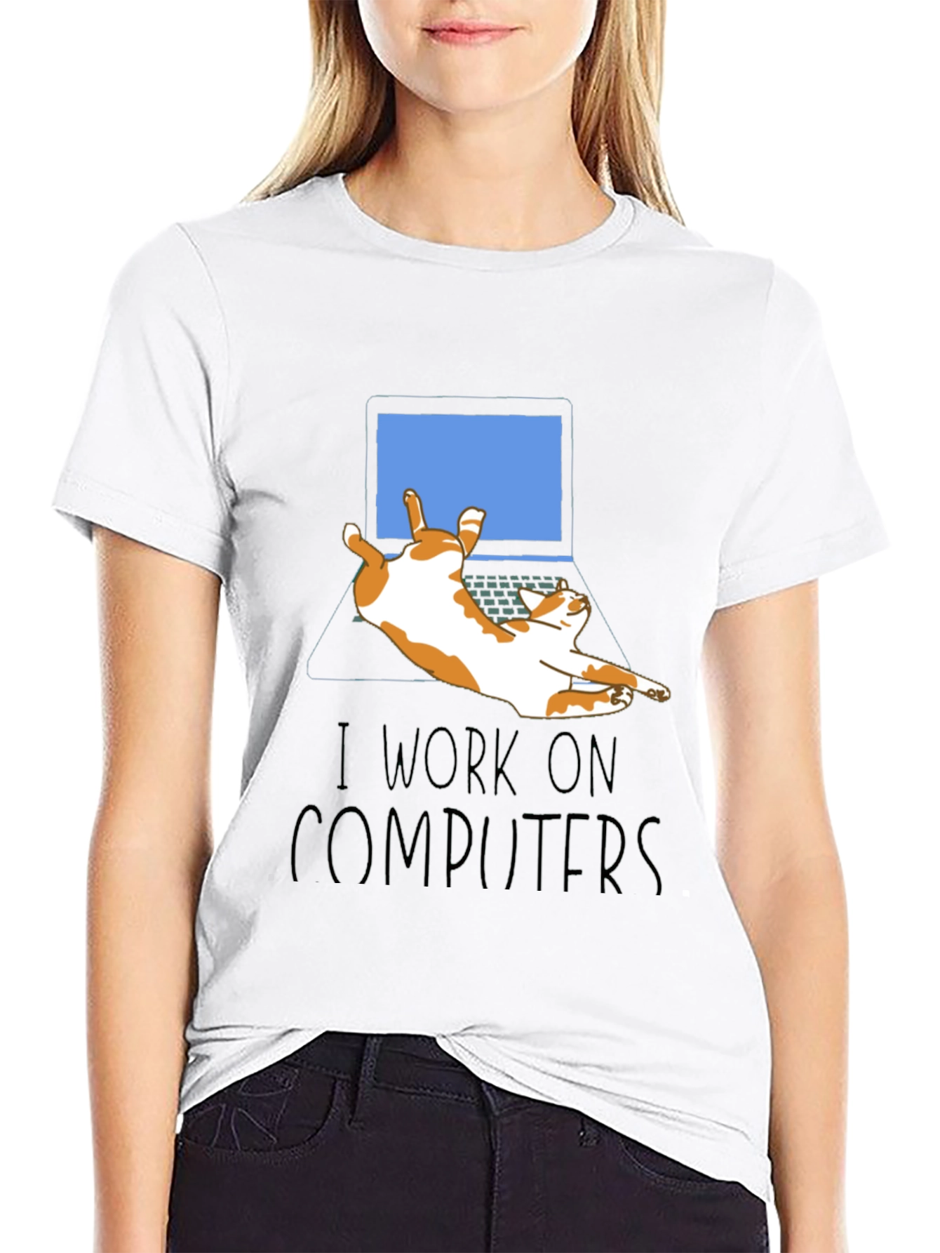 Funny Cat Computer T-Shirt
