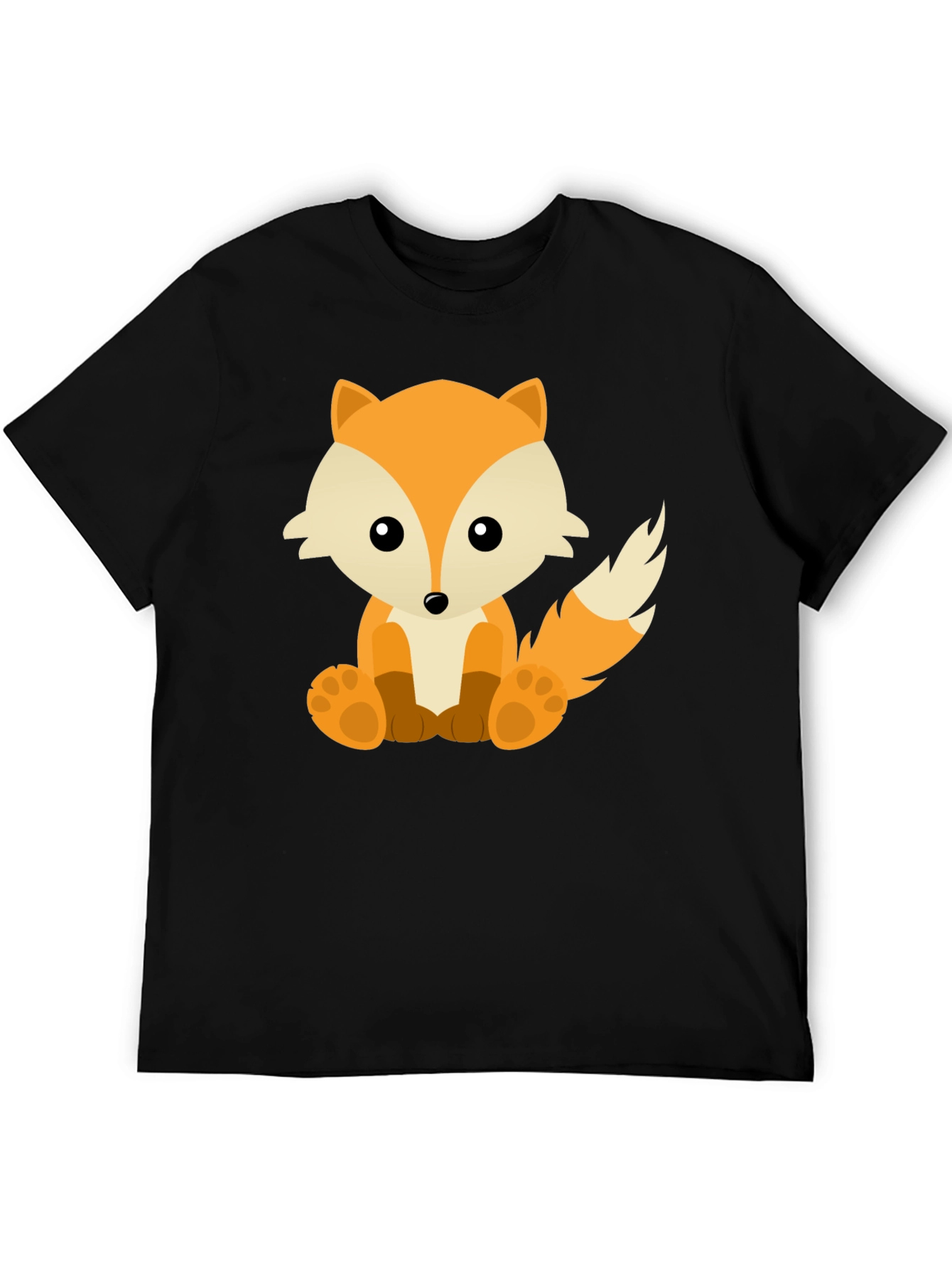 Cute Fox Graphic Tee - Soft Black Cotton T-Shirt