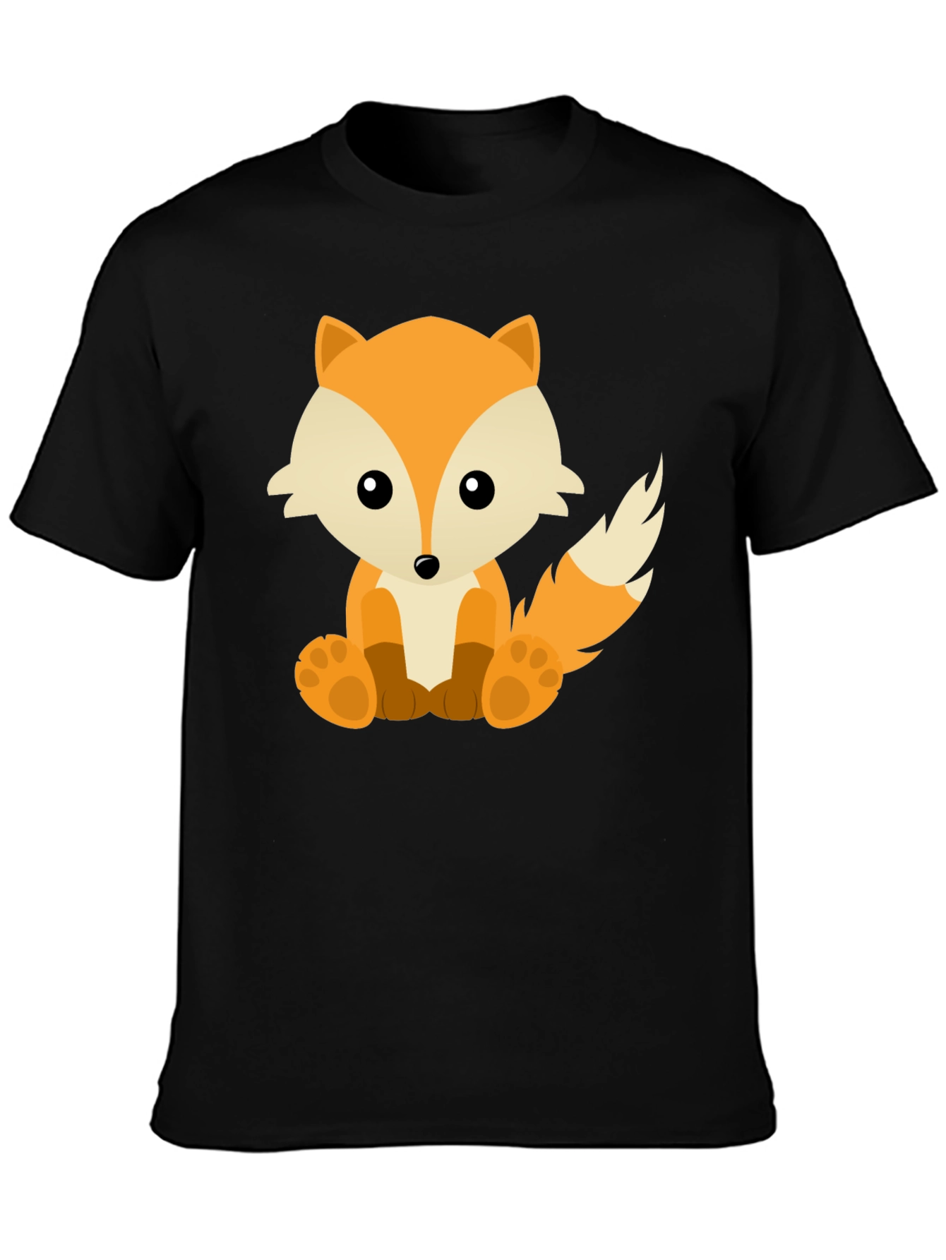 Cute Fox Graphic Tee - Soft Black Cotton T-Shirt