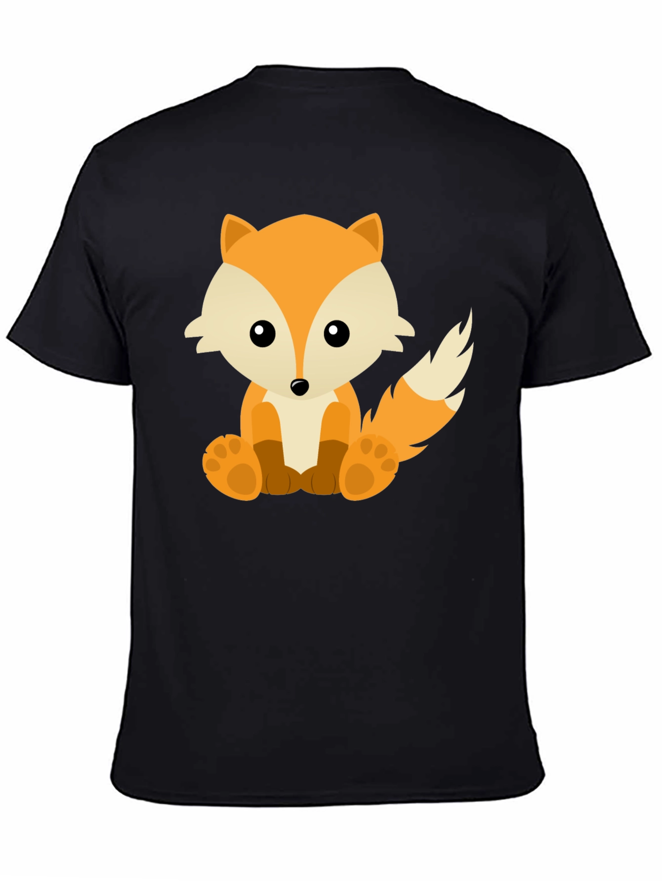Cute Fox Graphic Tee - Soft Black Cotton T-Shirt