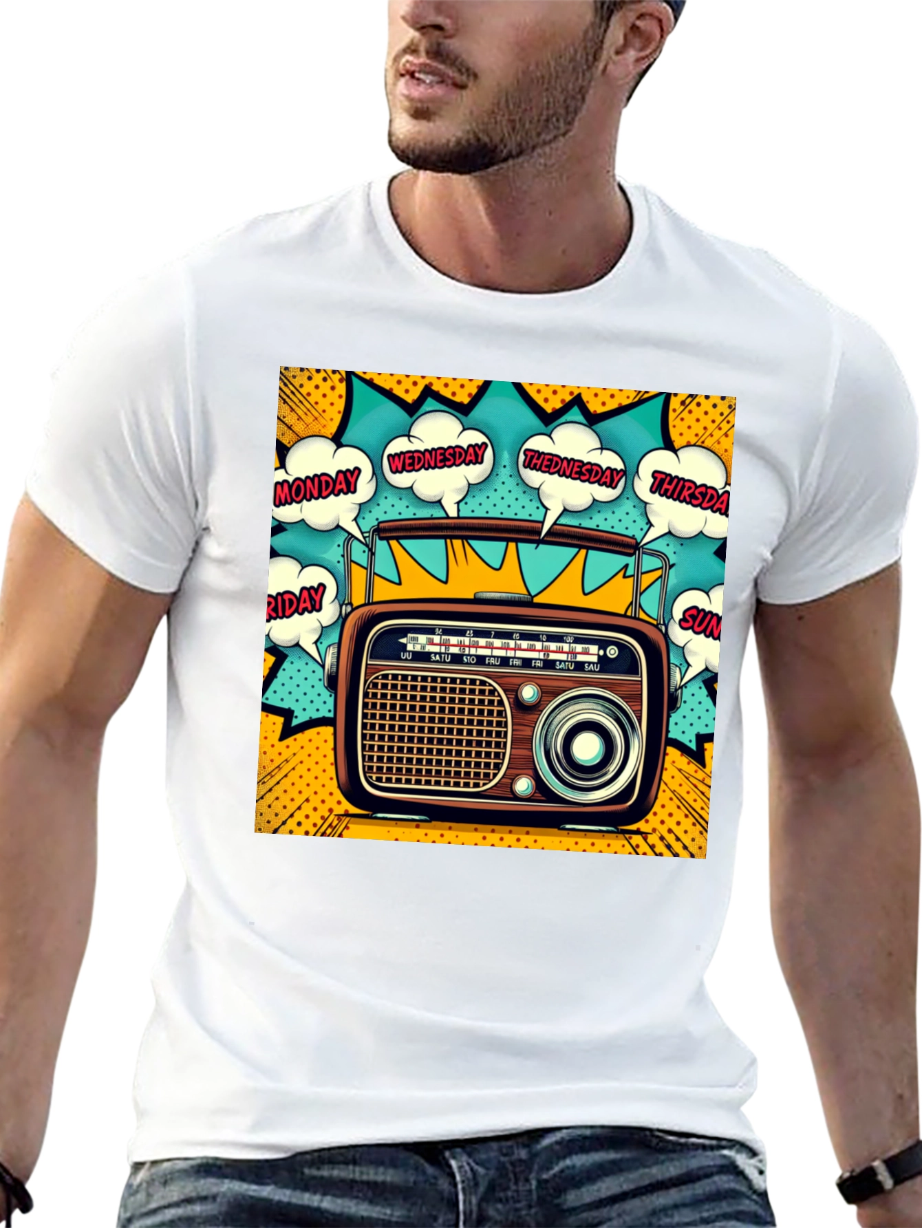 Retro Radio Days of the Week Graphic Tee