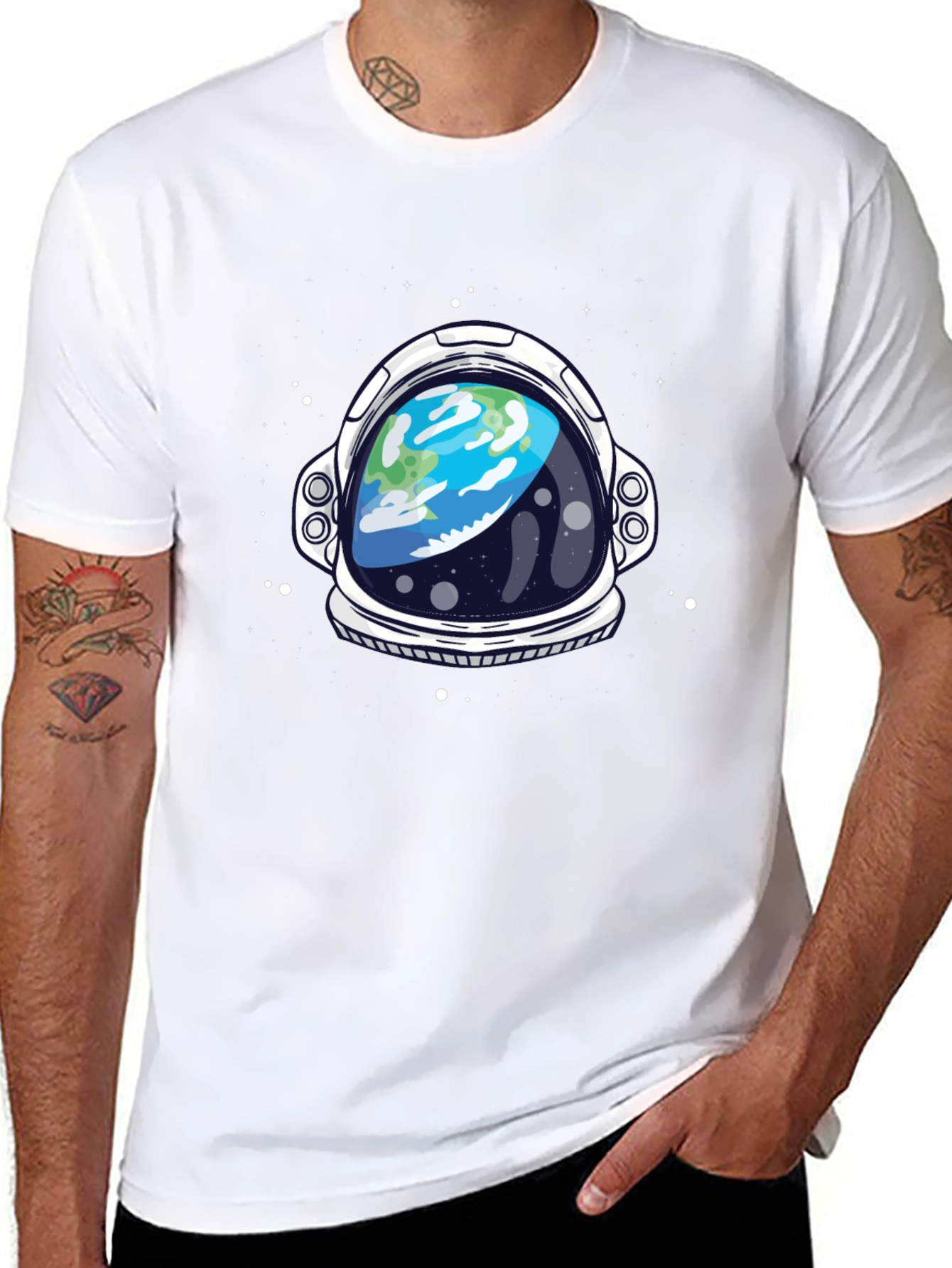 Astronaut Helmet Graphic T-Shirt - Space Theme