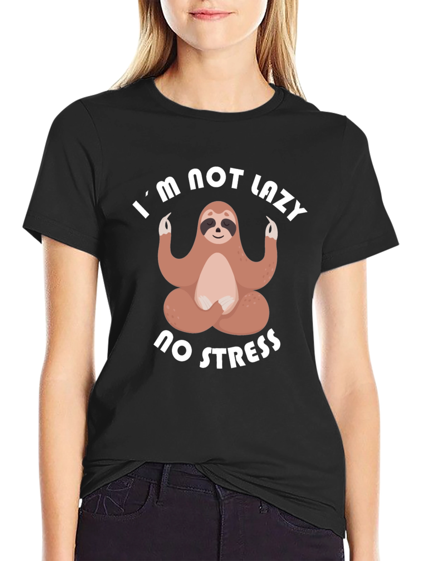 Lazy Sloth Meditation T-Shirt - No Stress