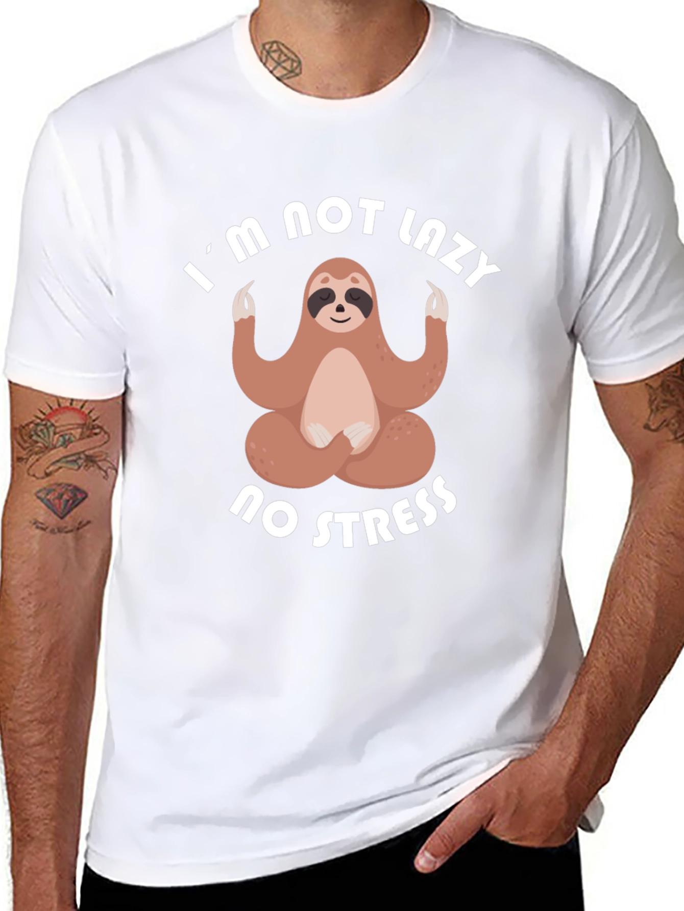 Lazy Sloth Meditation T-Shirt - No Stress