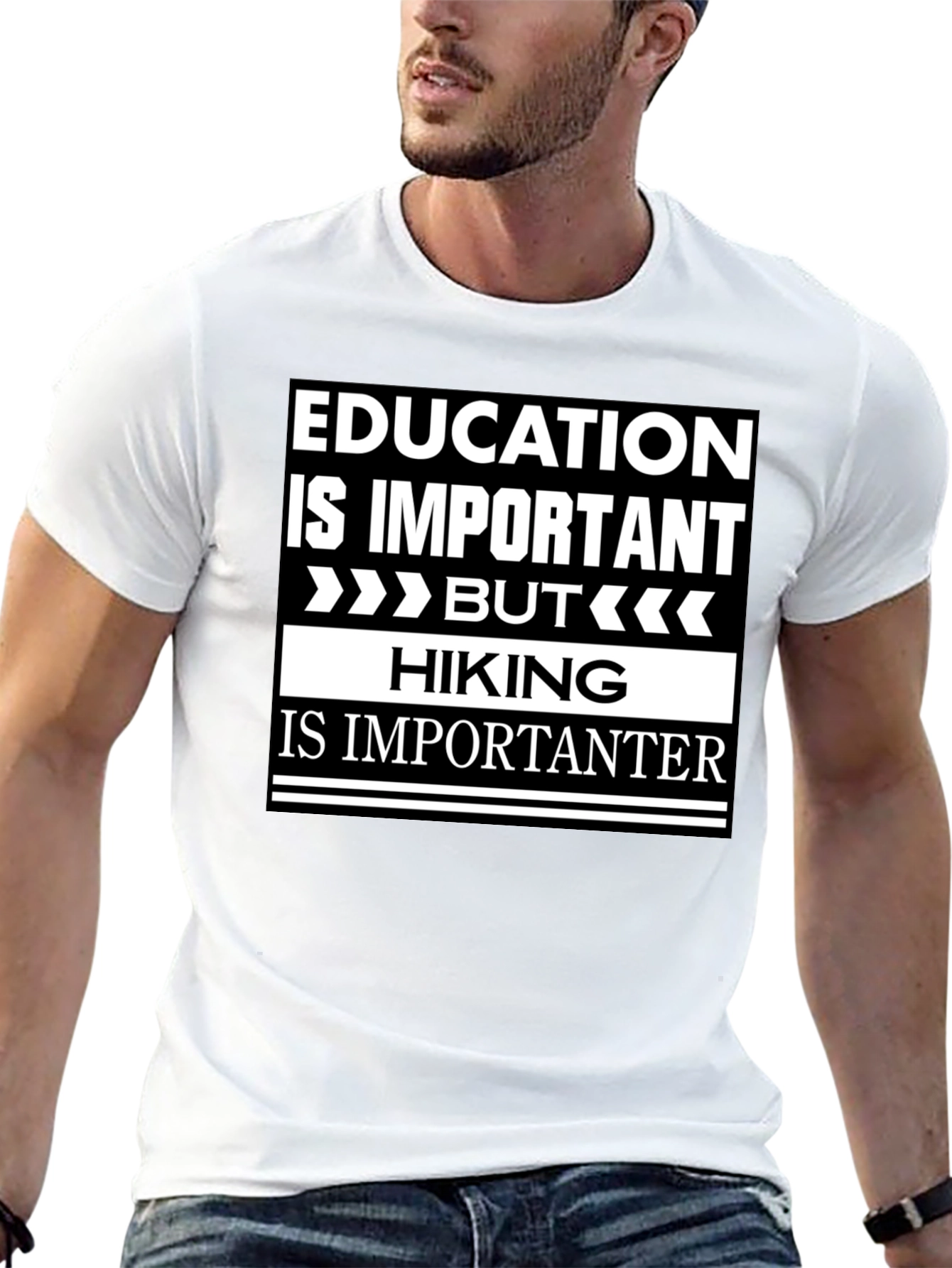 Funny Hiking T-Shirt - Education vs. Hiking Humor