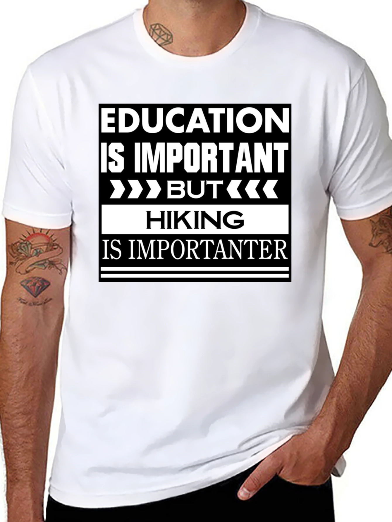 Funny Hiking T-Shirt - Education vs. Hiking Humor