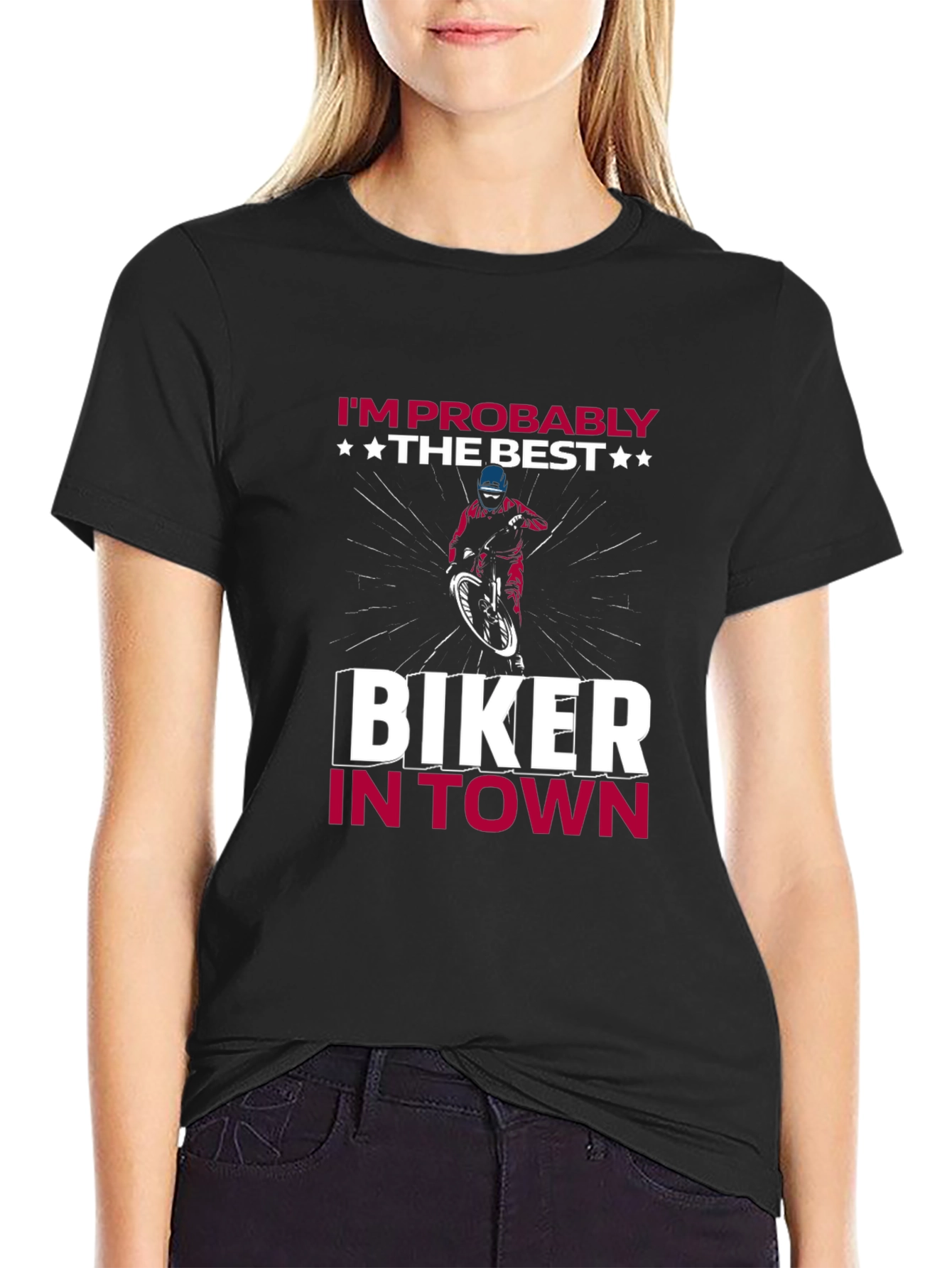 Biker in Town Graphic T-Shirt
