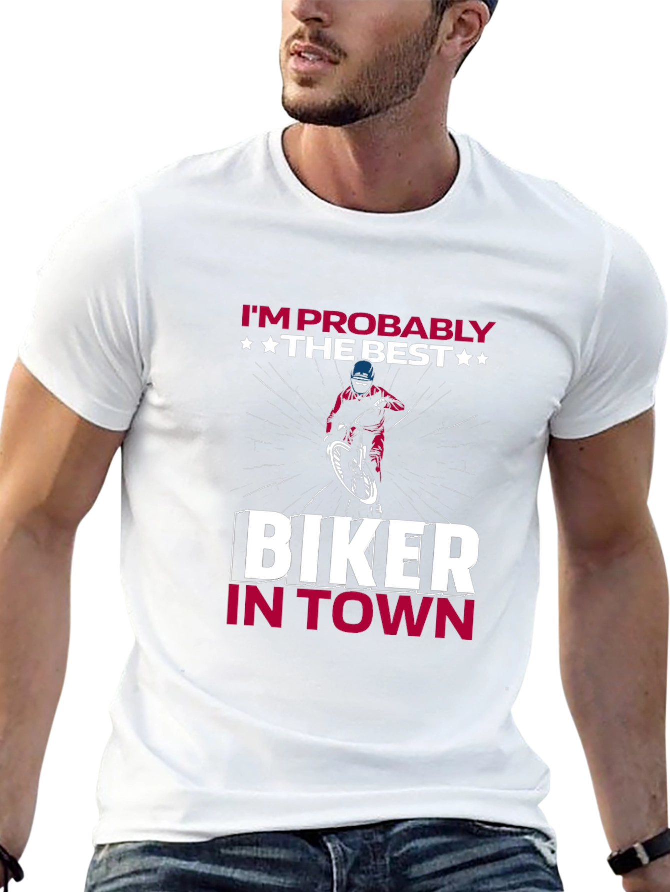 Biker in Town Graphic T-Shirt