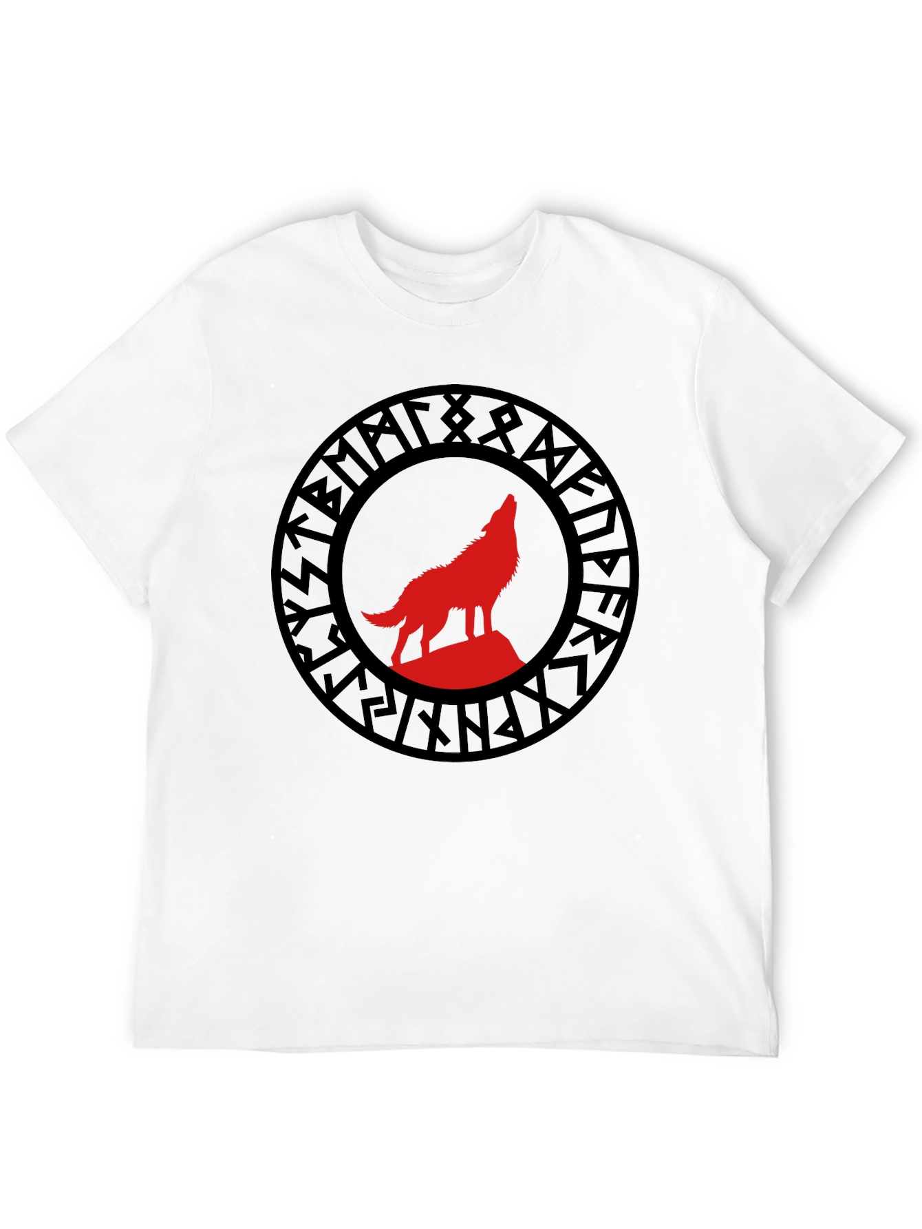 Viking Wolf Rune Graphic Tee - Black T-Shirt
