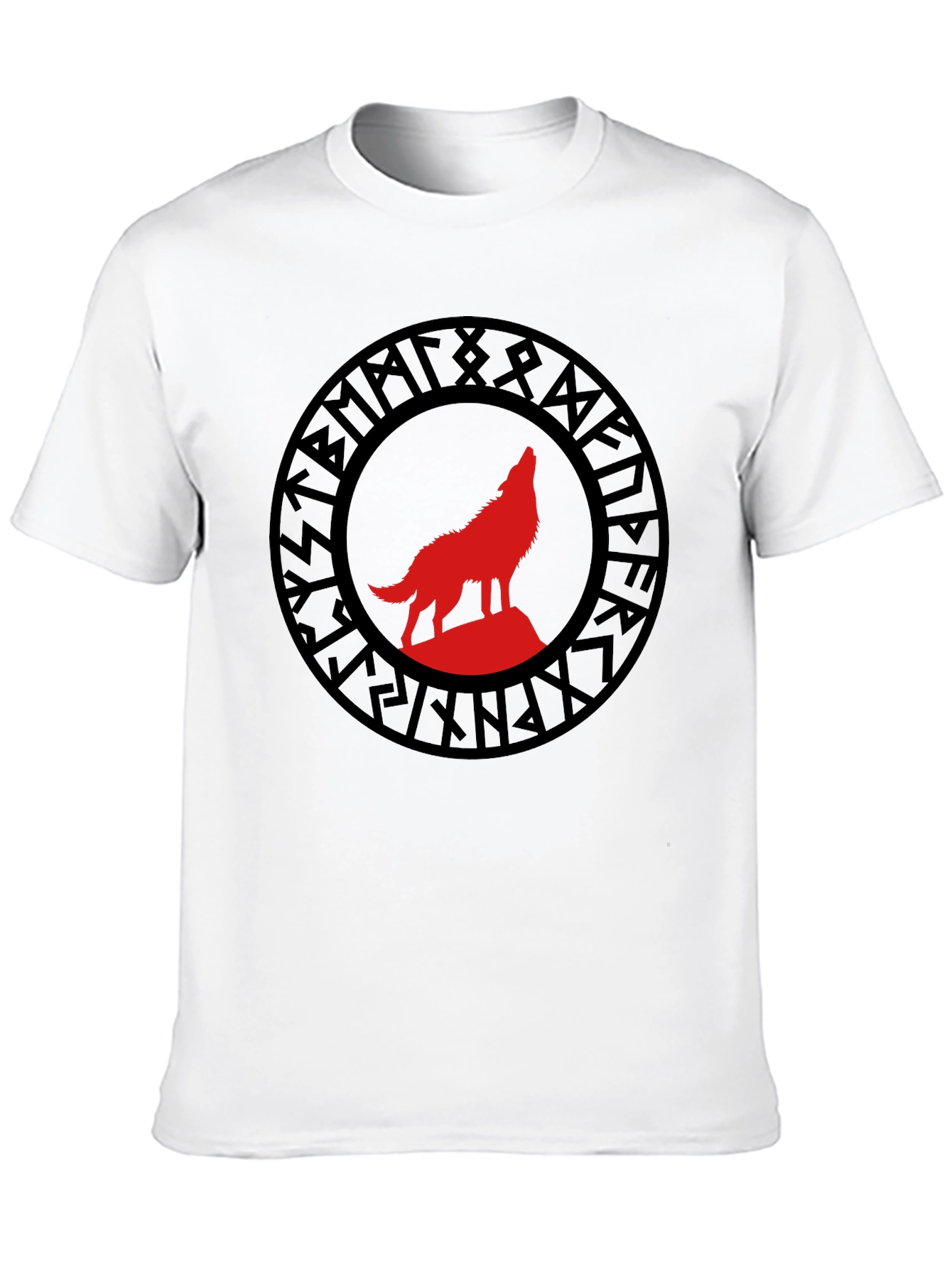 Viking Wolf Rune Graphic Tee - Black T-Shirt