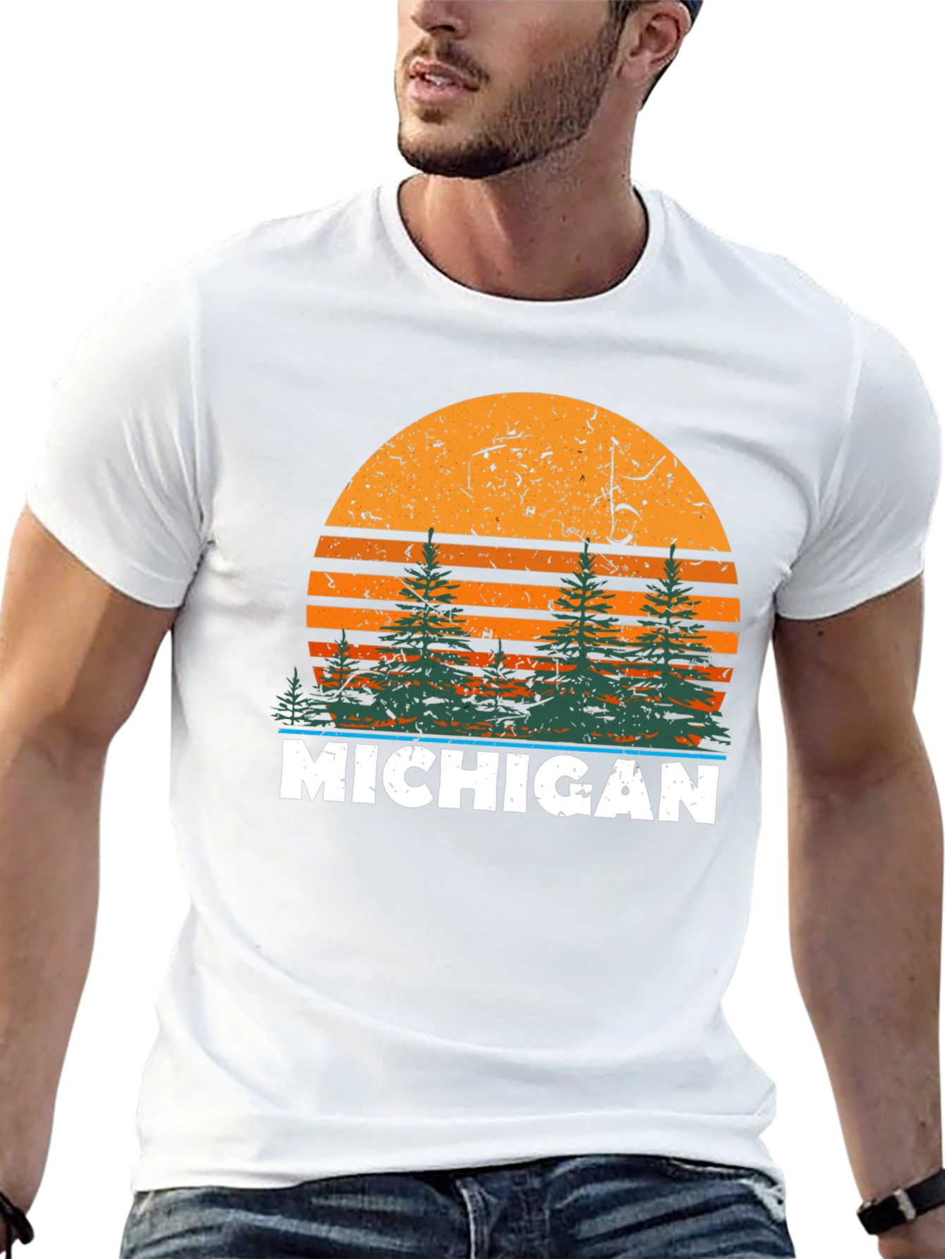 Michigan Retro Sunset T-Shirt - Nature Inspired Graphic Tee