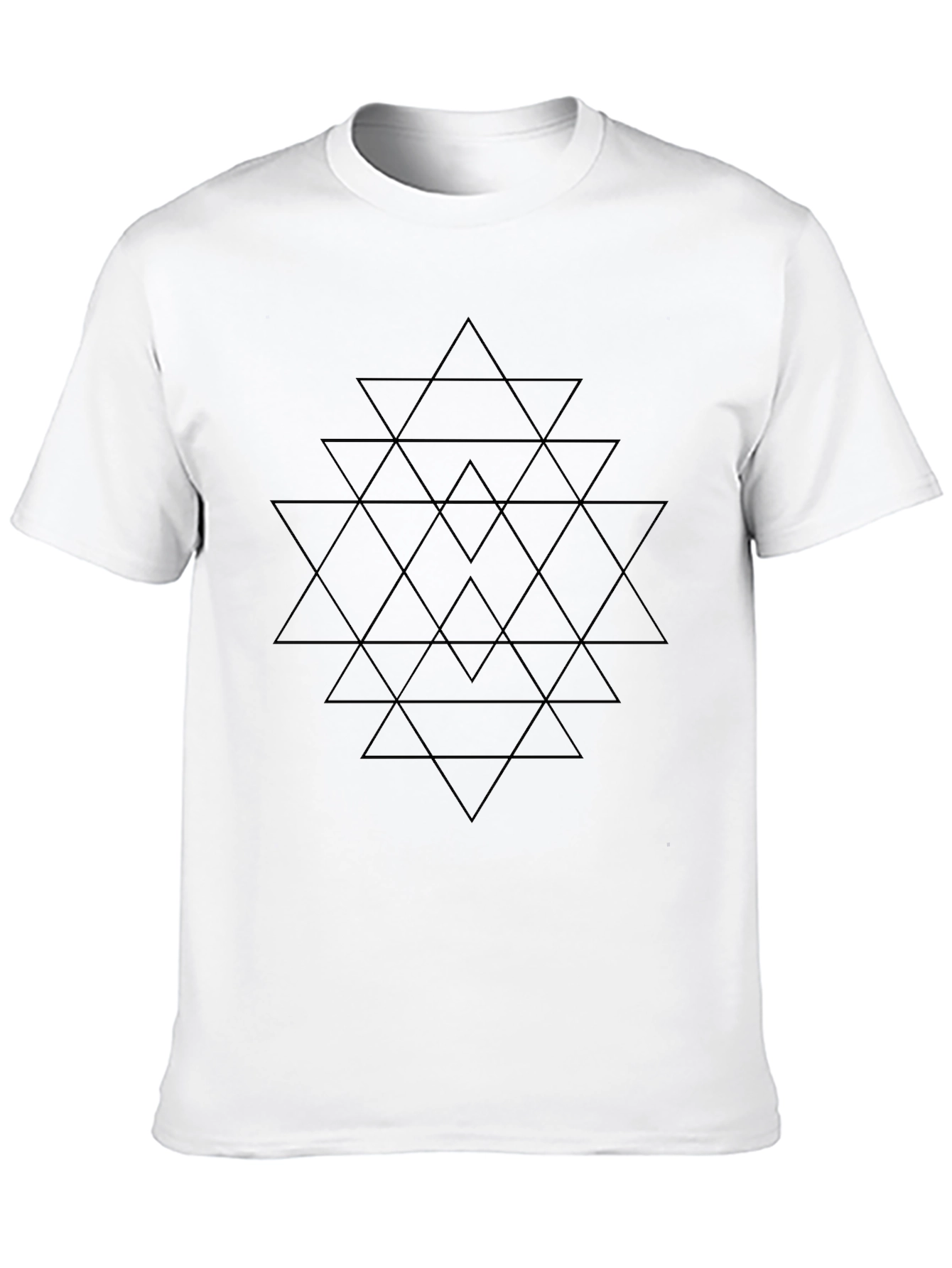 Geometric Triangle Design Black T-Shirt
