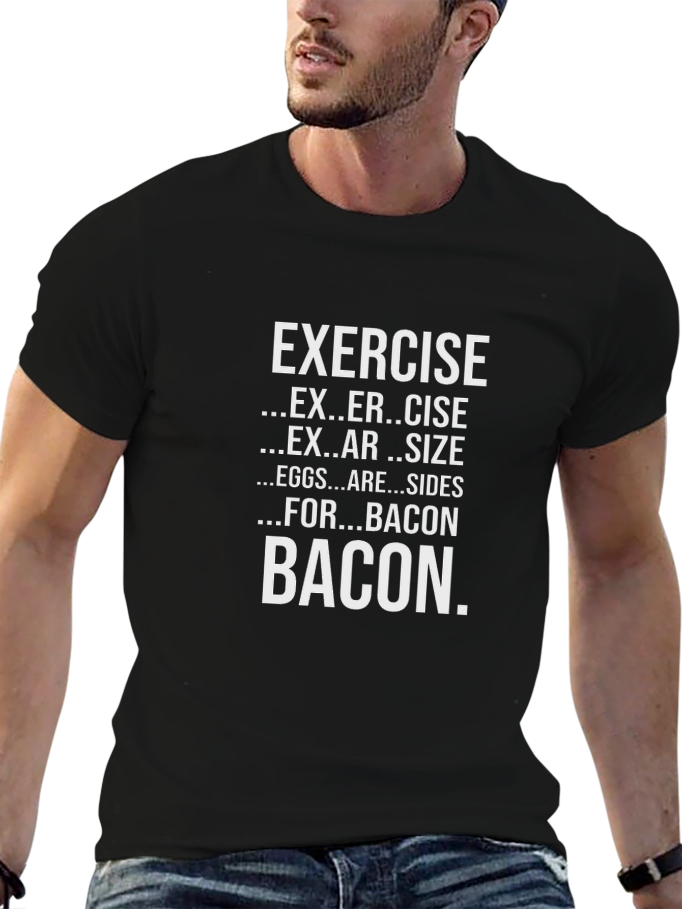 Bacon & Exercise Graphic Tee - Sarcastic Foodie T-Shirt