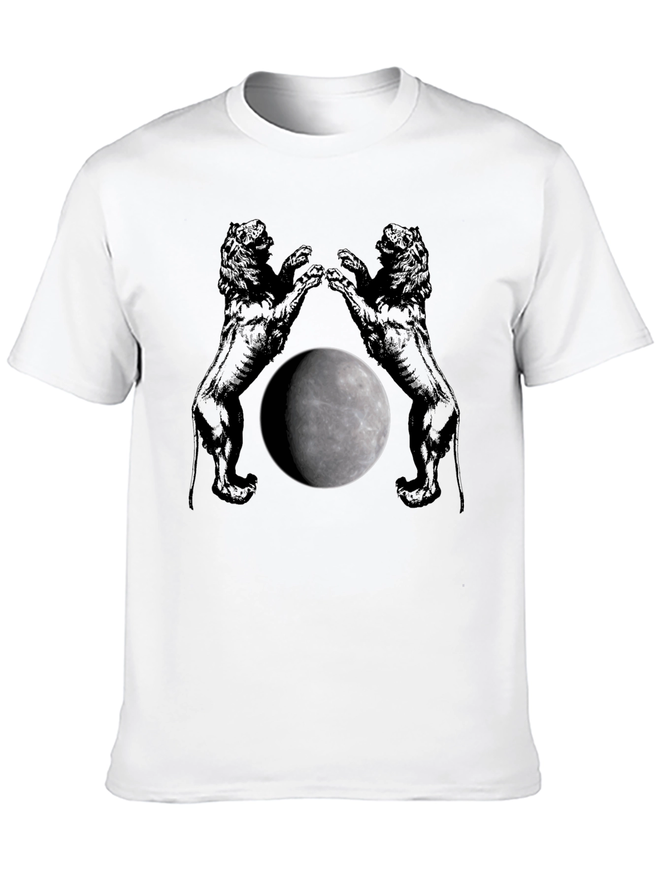 Lion Moon Graphic T-Shirt - Black