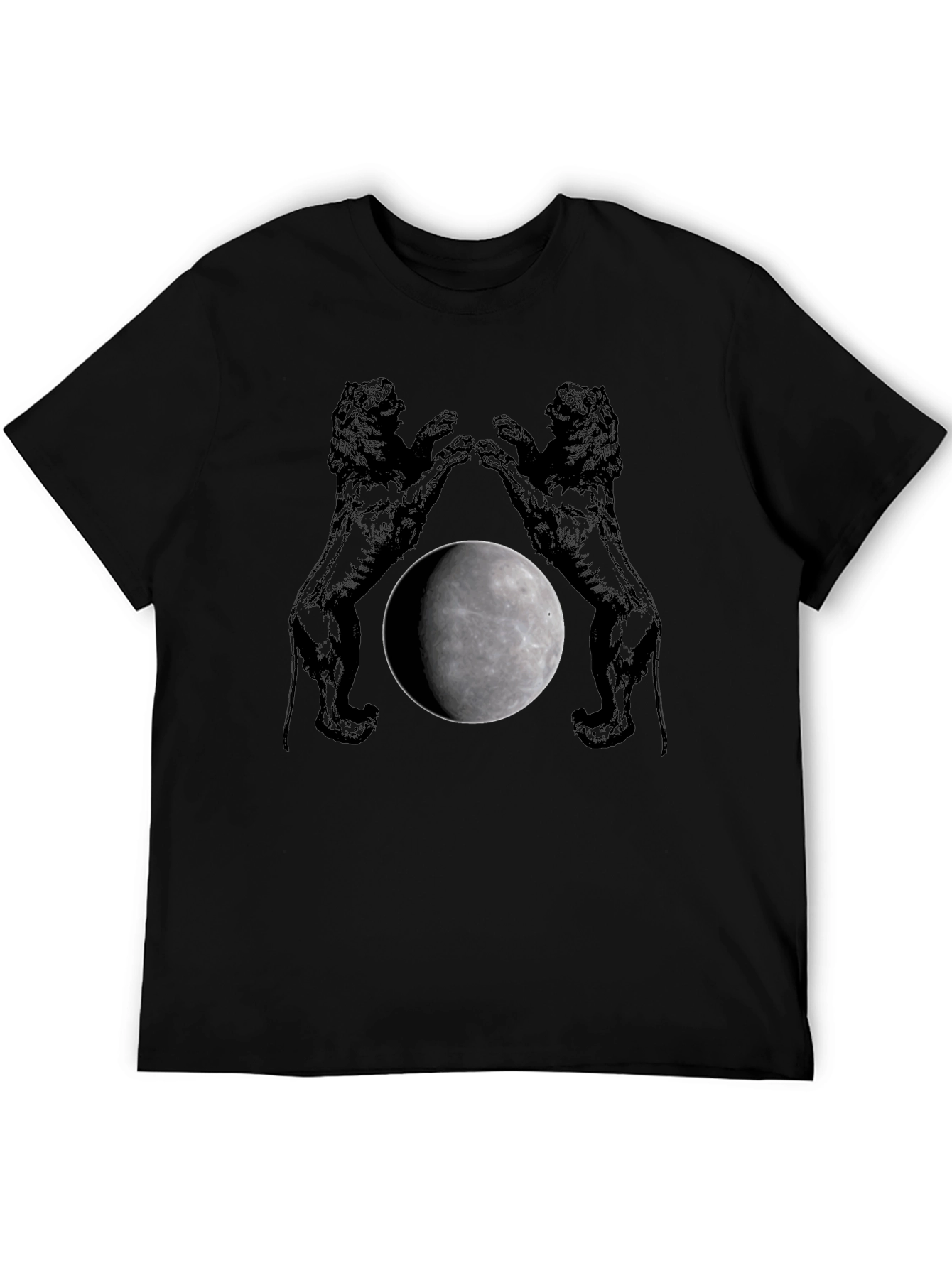 Lion Moon Graphic T-Shirt - Black