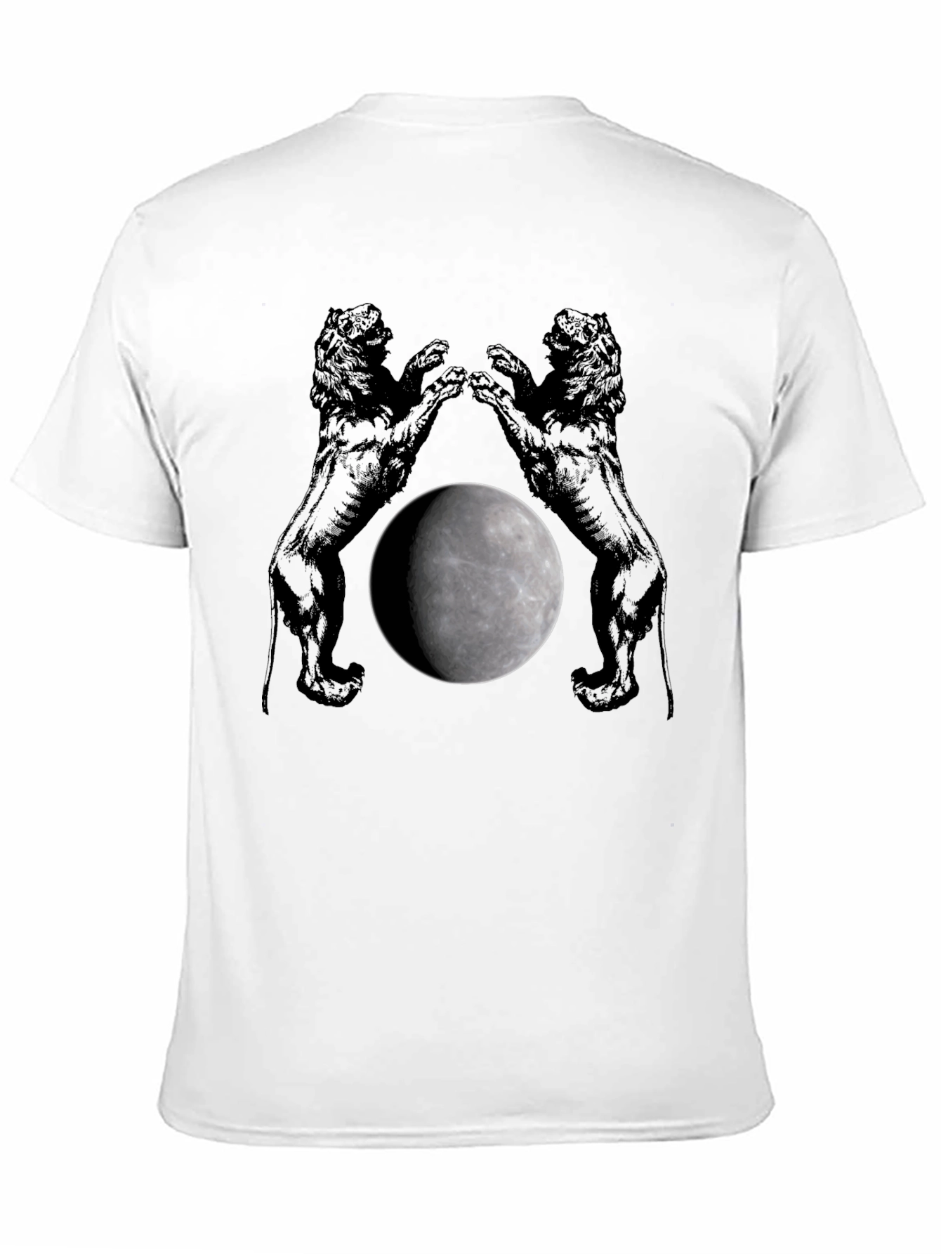 Lion Moon Graphic T-Shirt - Black