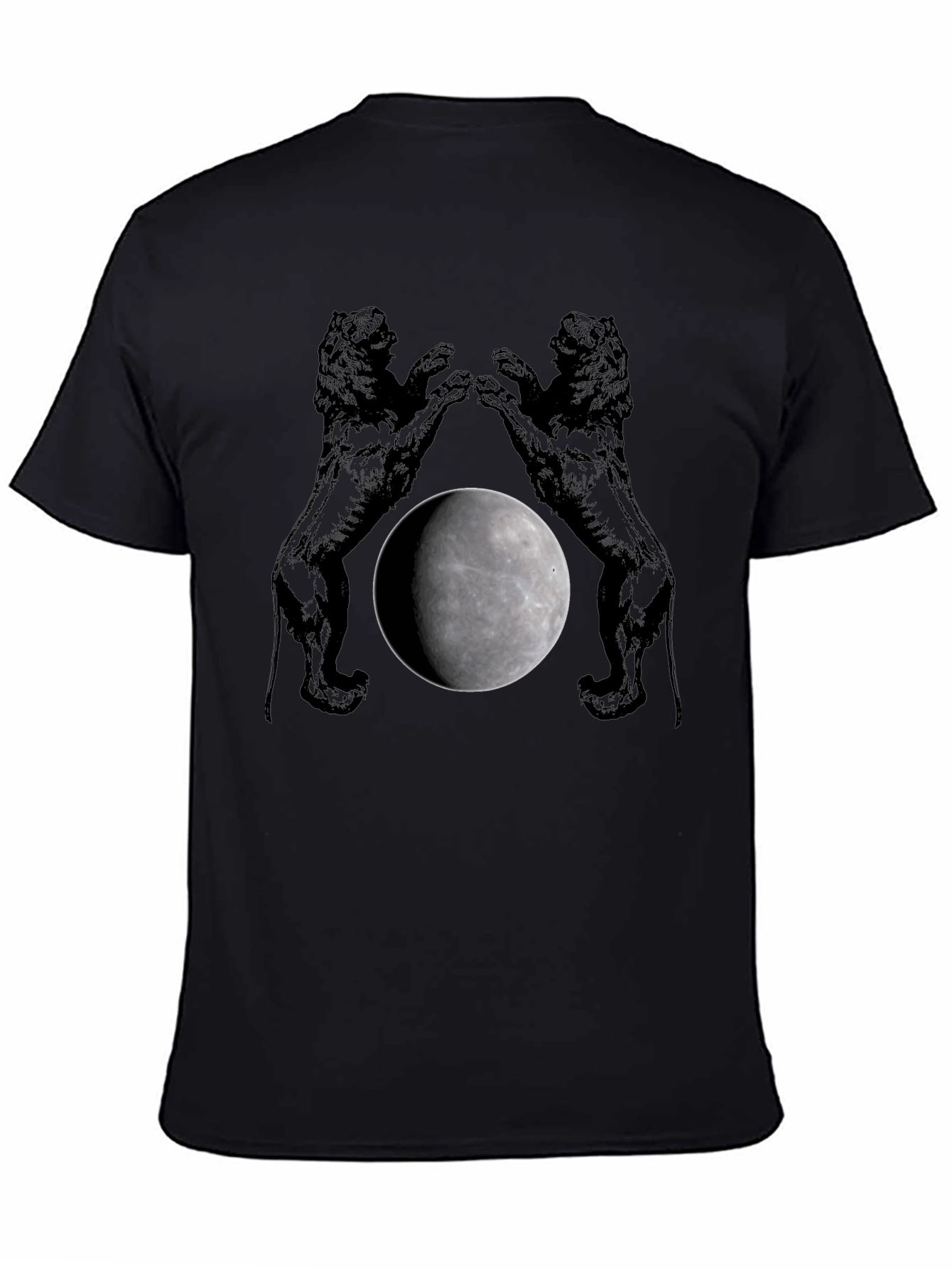 Lion Moon Graphic T-Shirt - Black