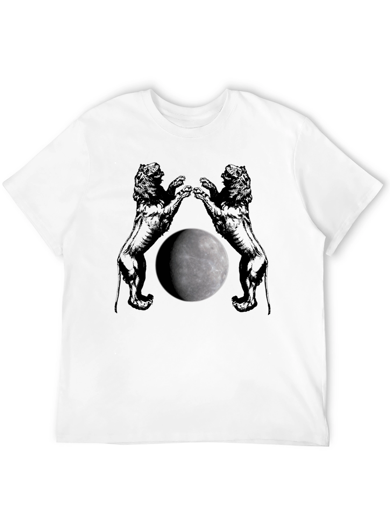 Lion Moon Graphic T-Shirt - Black