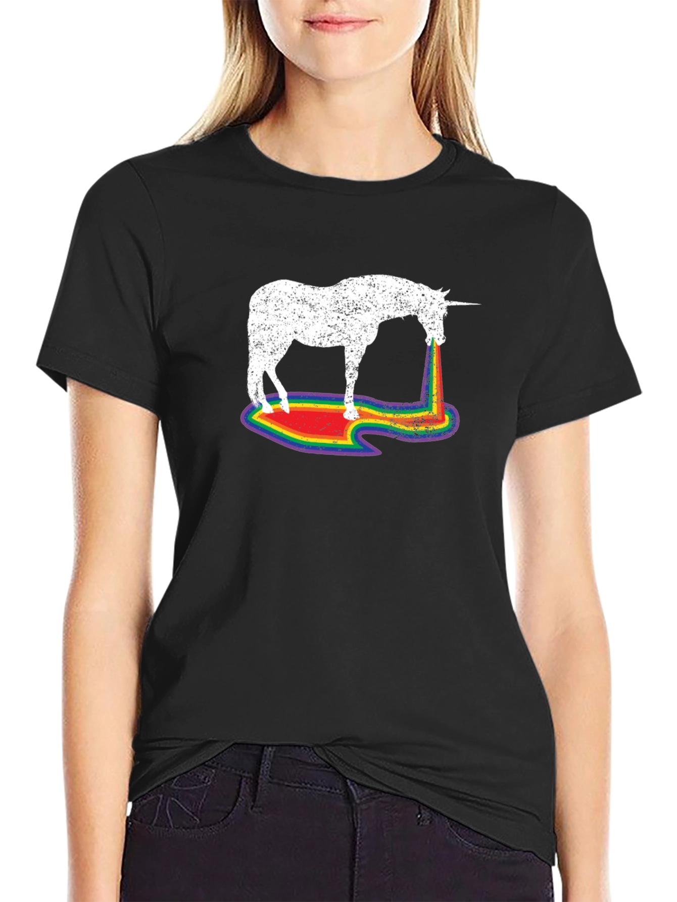 Rainbow Unicorn Mens T-Shirt - Black