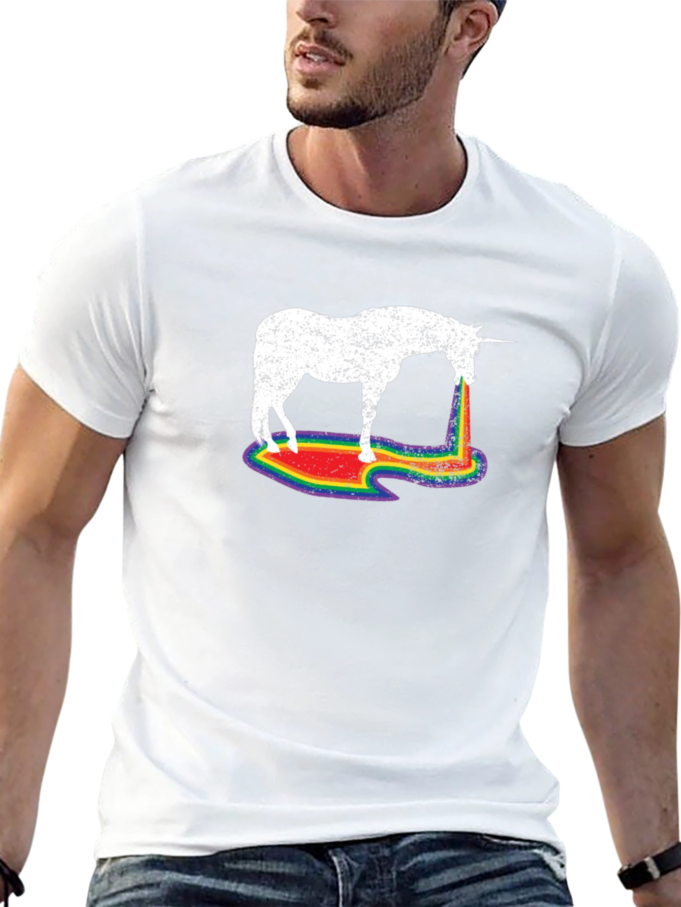 Rainbow Unicorn Mens T-Shirt - Black