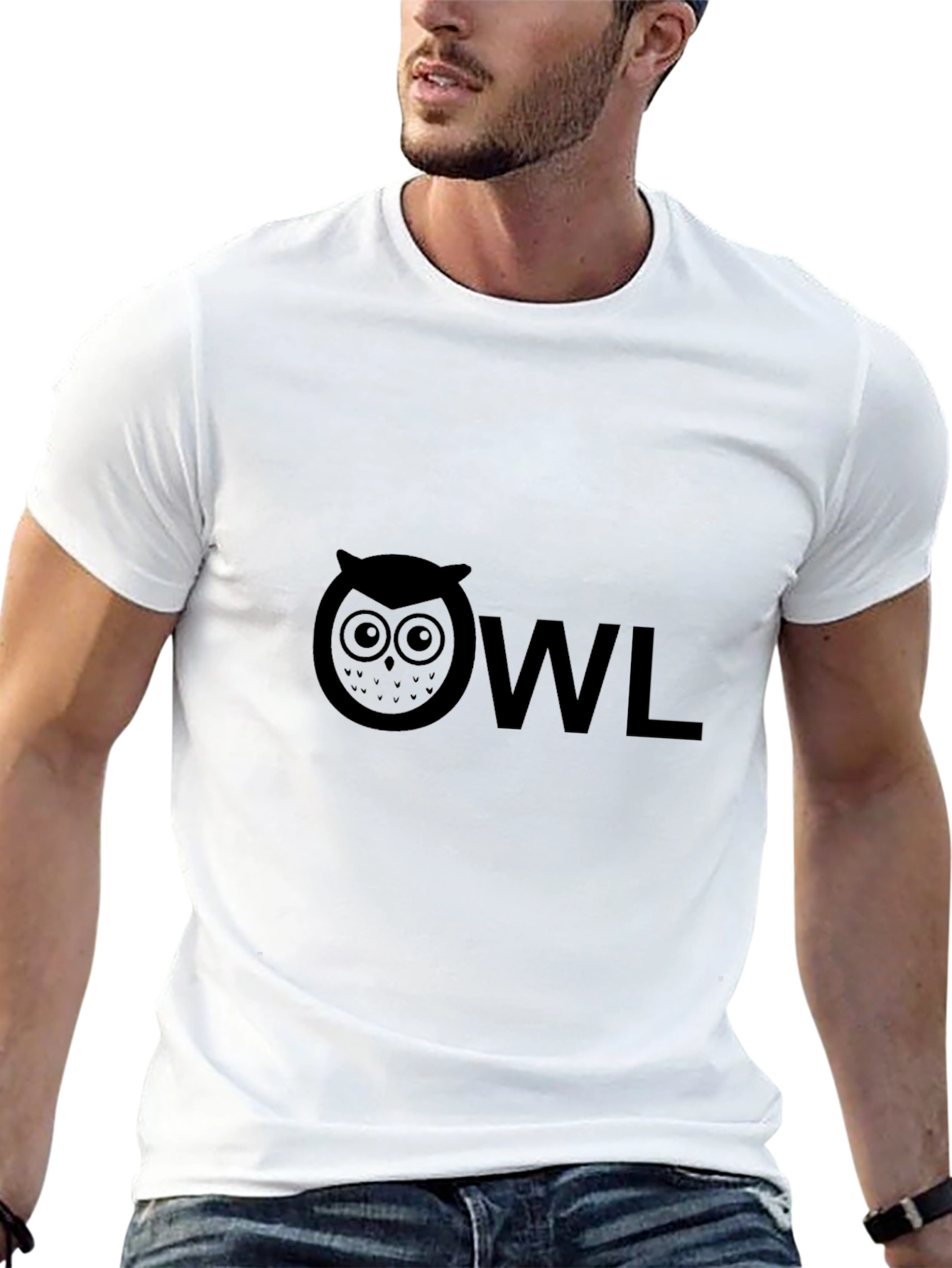 Owl Graphic Tee - Black Cotton Blend T-Shirt