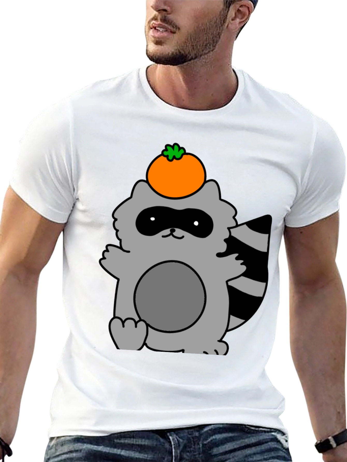 Cute Raccoon with Orange Fruit T-Shirt