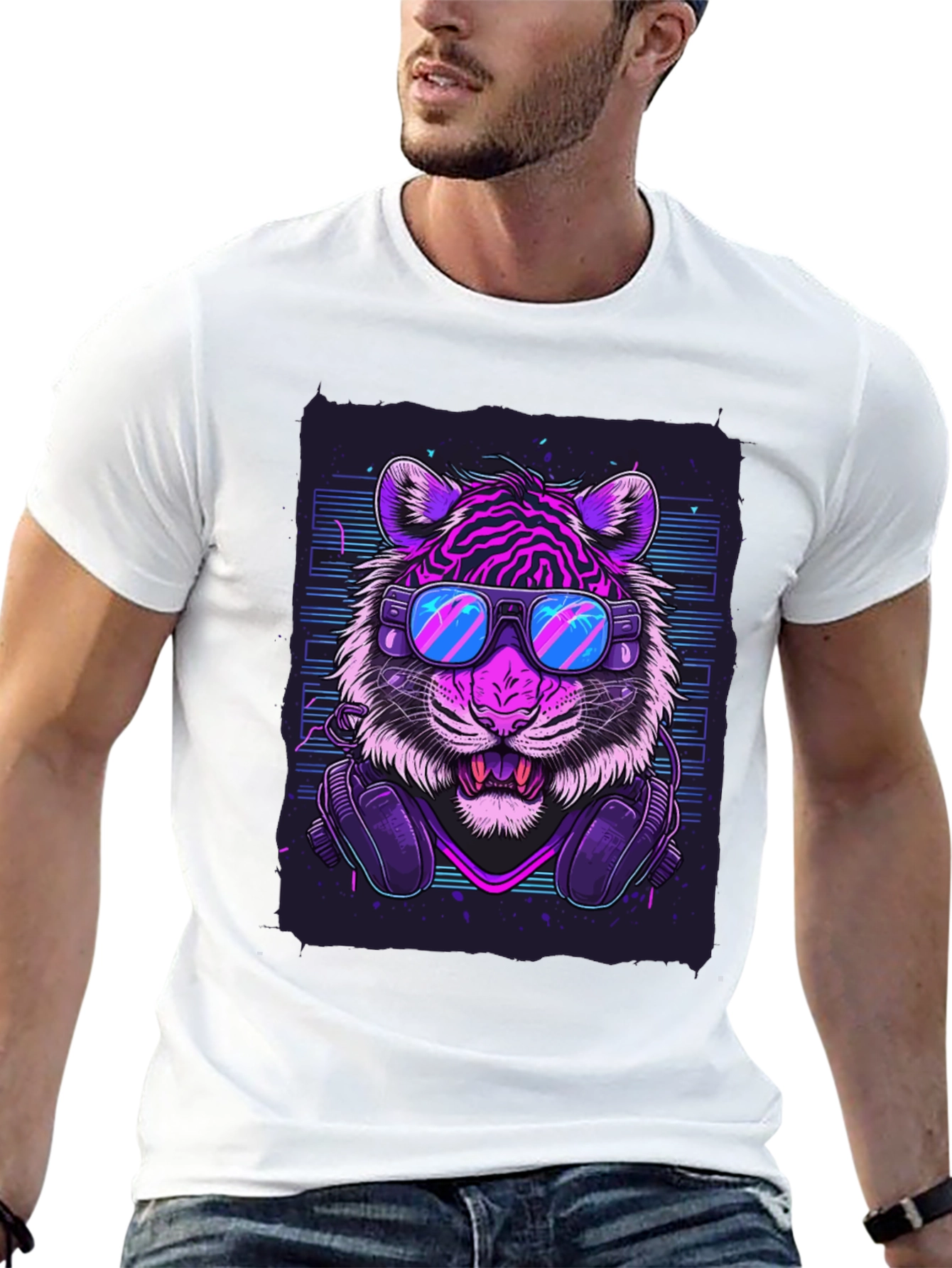 Neon Tiger Graphic Tee - Cool Animal Print T-Shirt