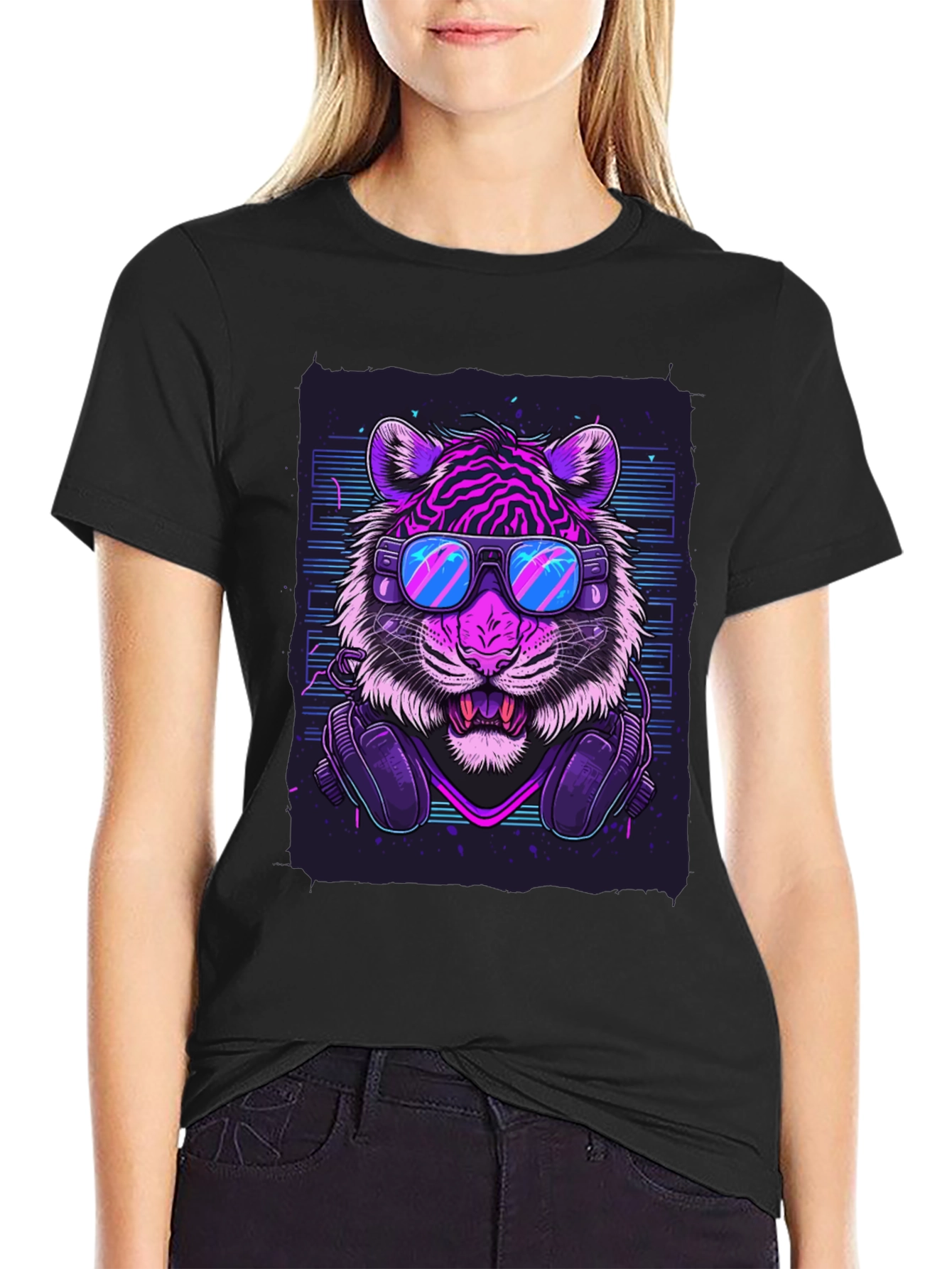 Neon Tiger Graphic Tee - Cool Animal Print T-Shirt