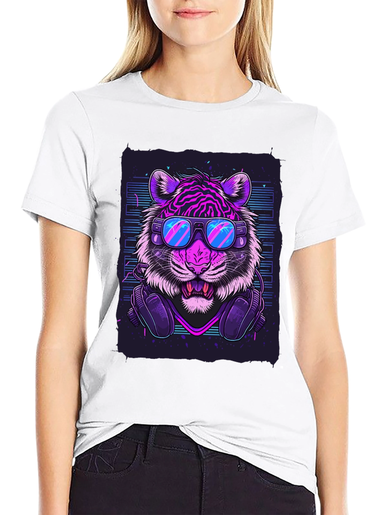 Neon Tiger Graphic Tee - Cool Animal Print T-Shirt