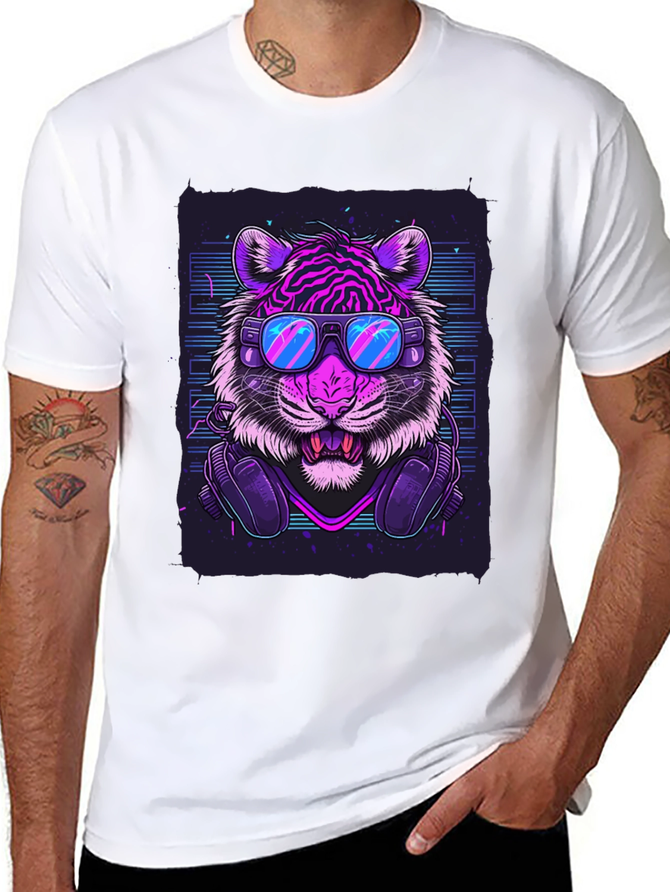 Neon Tiger Graphic Tee - Cool Animal Print T-Shirt