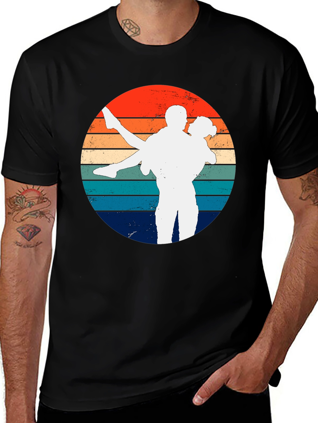 Retro Sunset Couple Dancing Graphic Tee