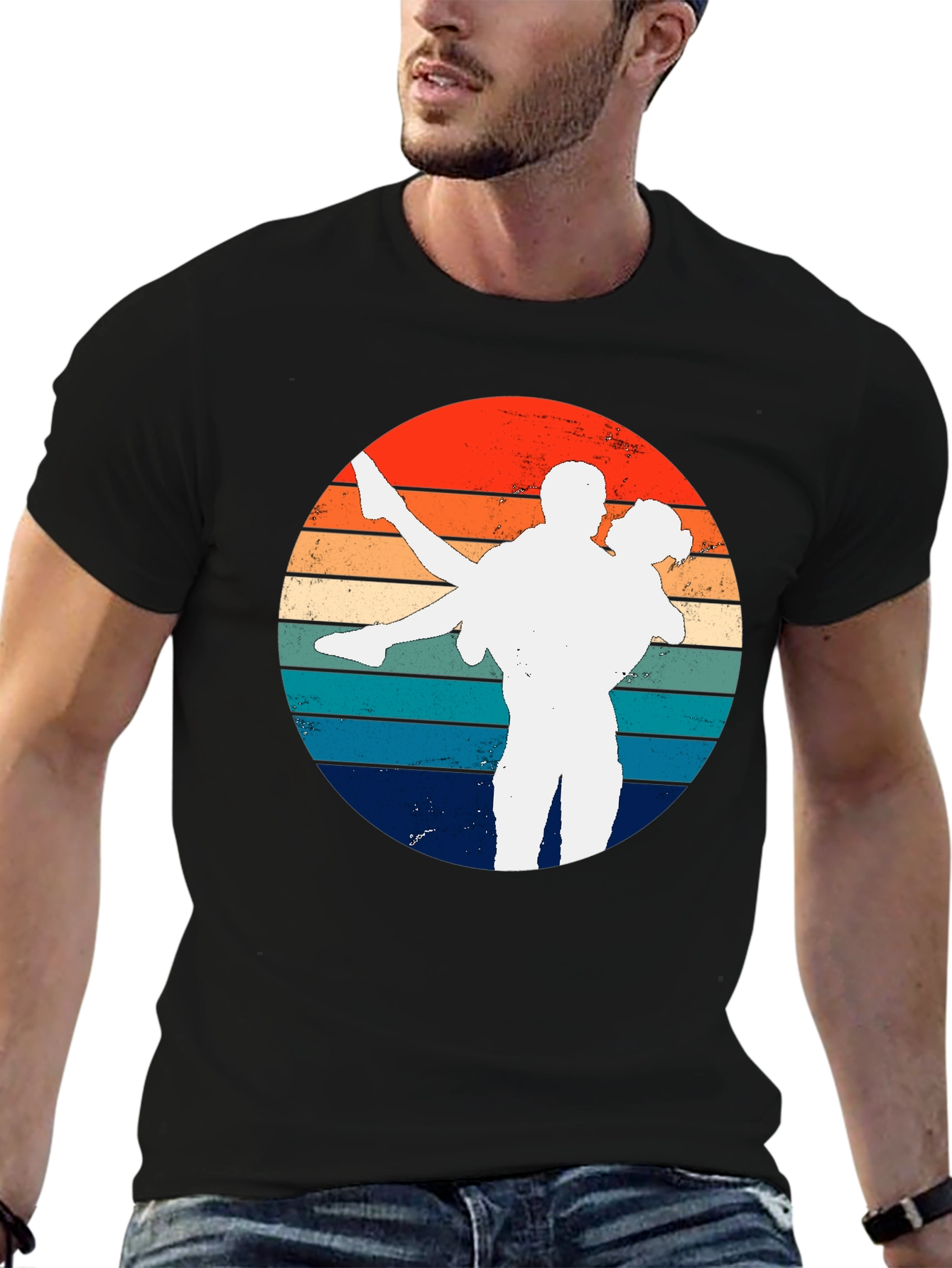 Retro Sunset Couple Dancing Graphic Tee